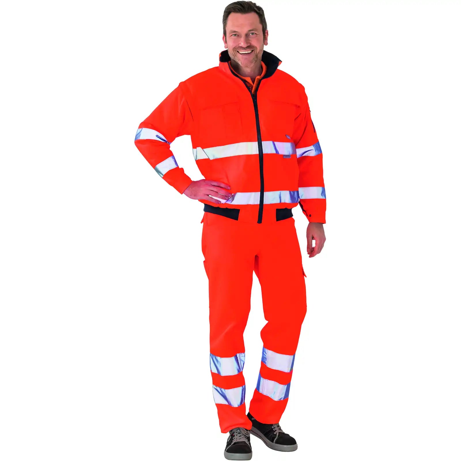 Planam Warnschutz Pilotenjacke uni orange 4XL uni orange - Produktbild mit Model