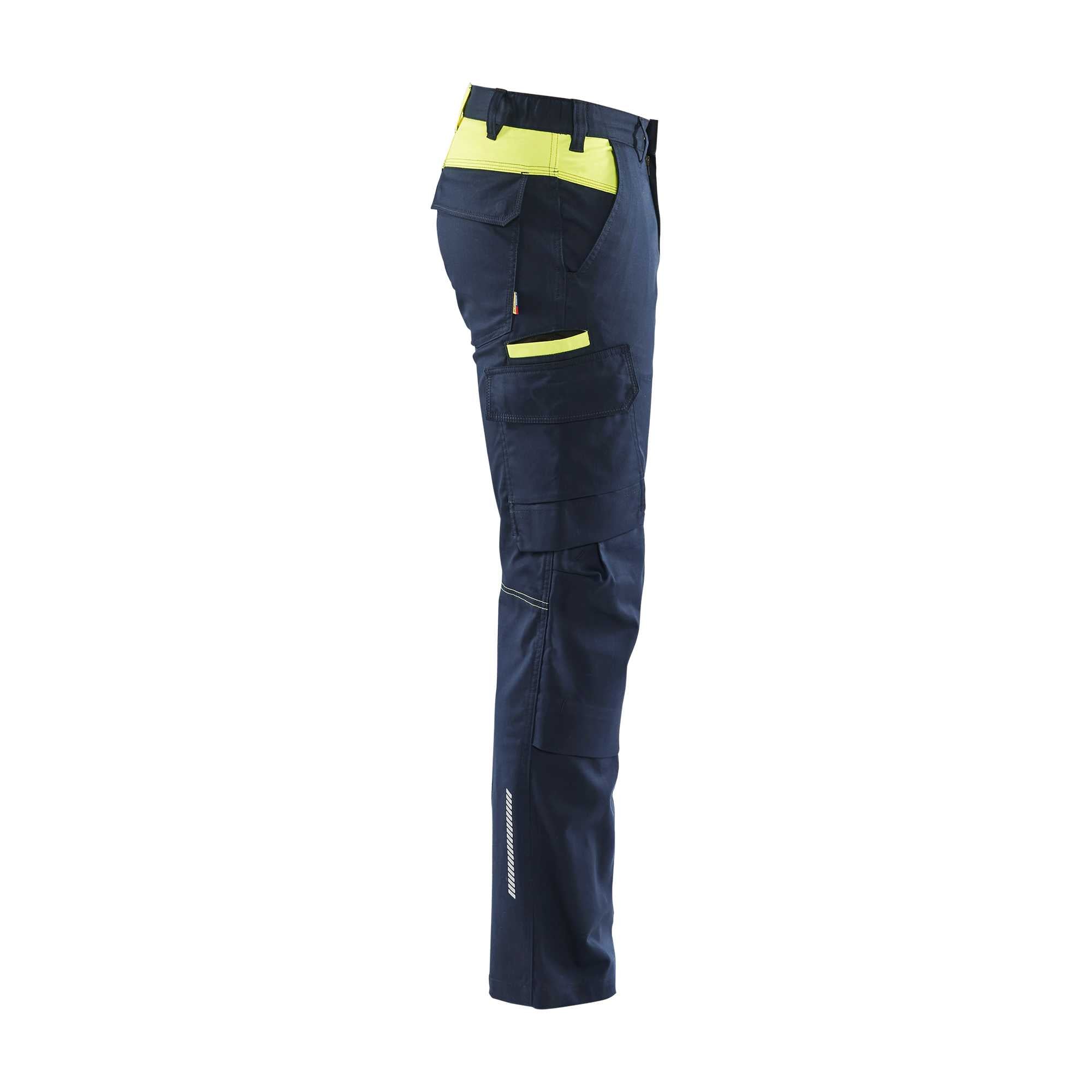 BLAKLADER 14481832 | Pantalon de travail industriel stretch avec poches pour genouillères Haute Visibilité Pantalon de travail réfléchissant homme - tissu sergé