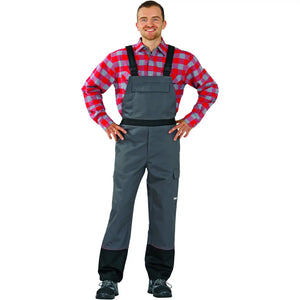 Planam Weld Shield Latzhose grau/schwarz 102 grau/schwarz - Produktbild mit Model
