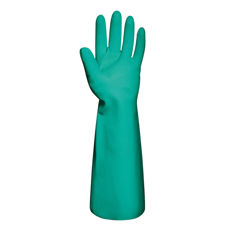 GREEN NITRON GLOVES - Chemical-Resistant - Food-Safe - Flexible - Pack of 12 Pieces - Image 1