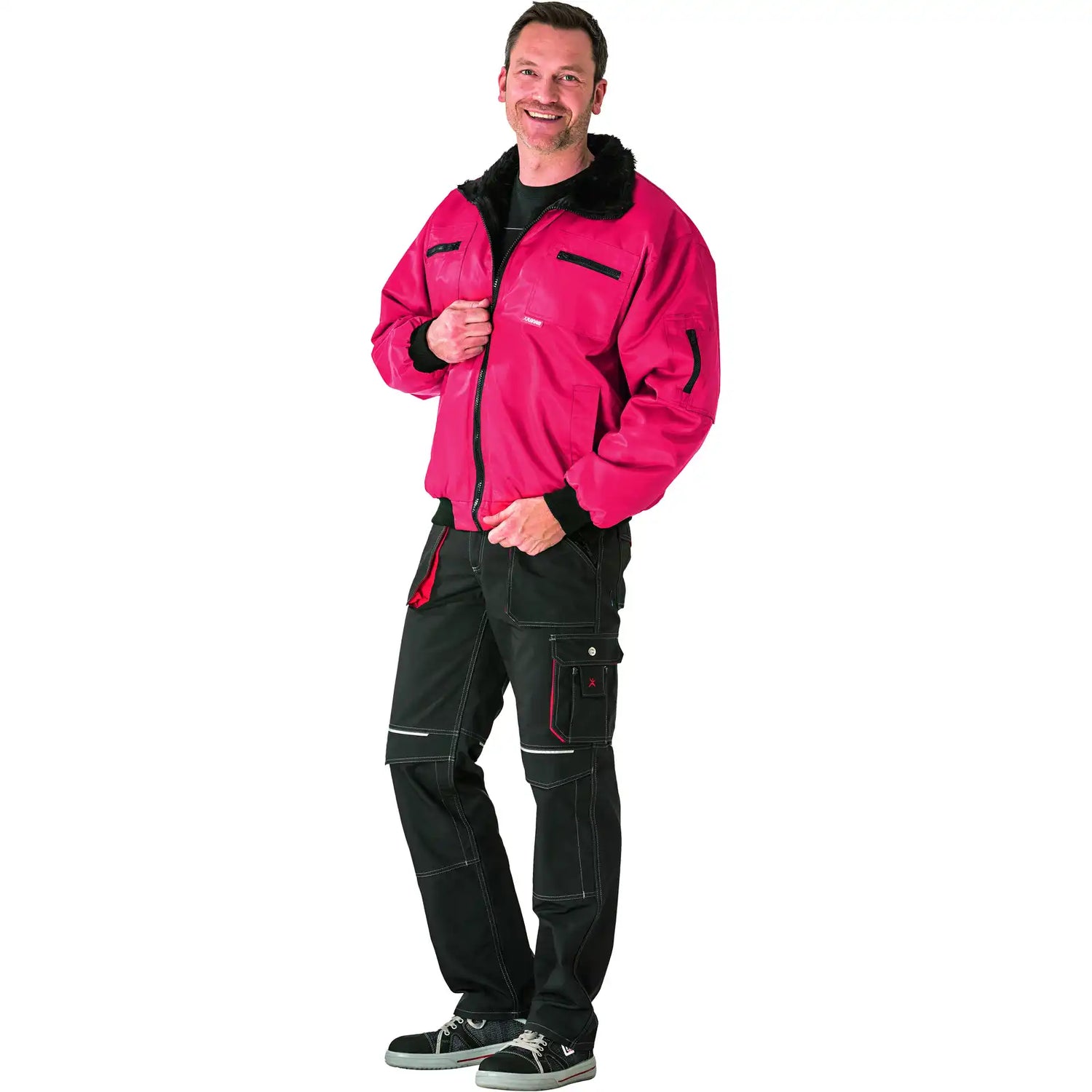 Planam Outdoor Gletscher Pilotenjacke rot S rot - Produktbild mit Model