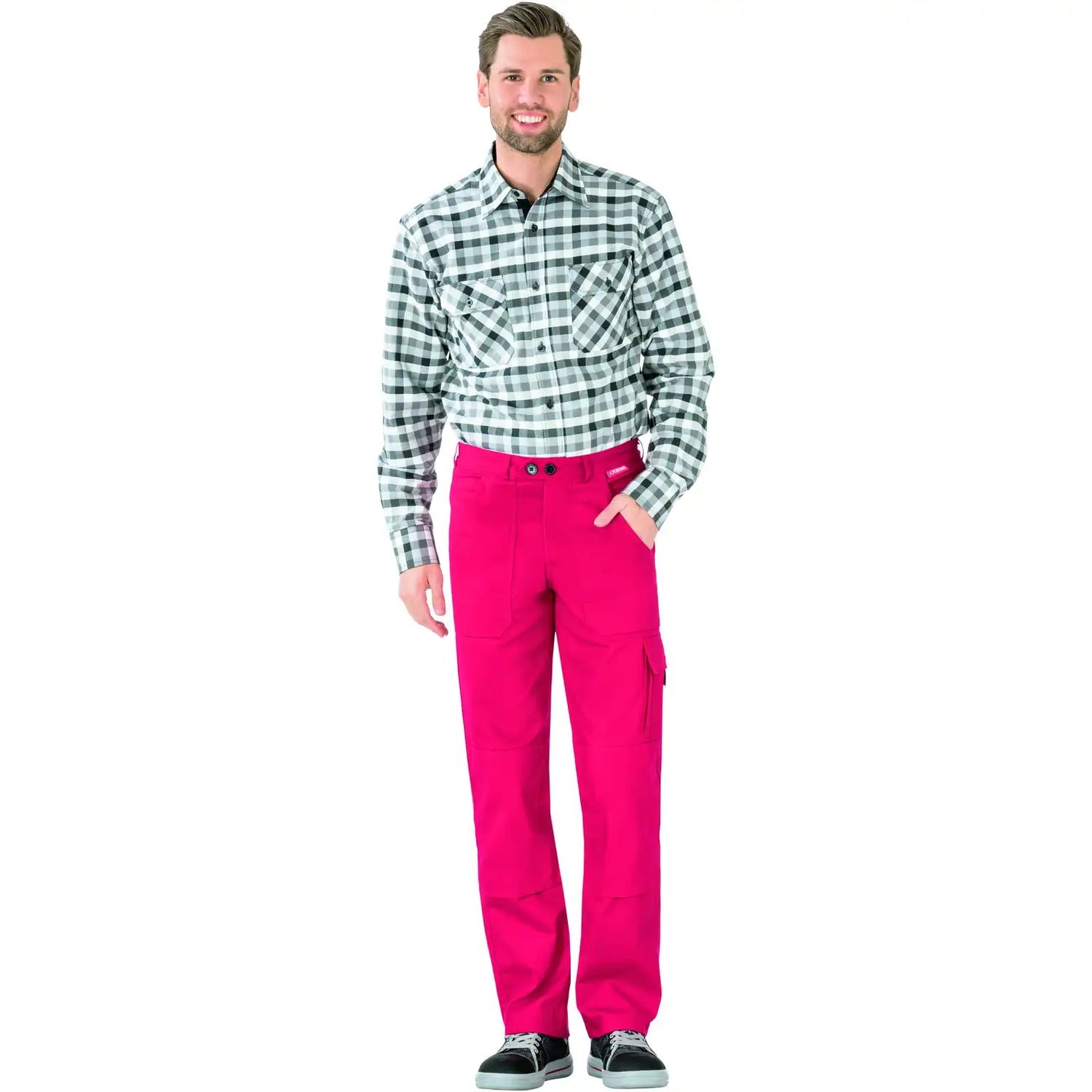 Planam BW 290 Cargo-Bundhose mittelrot 102 mittelrot - Produktbild mit Model