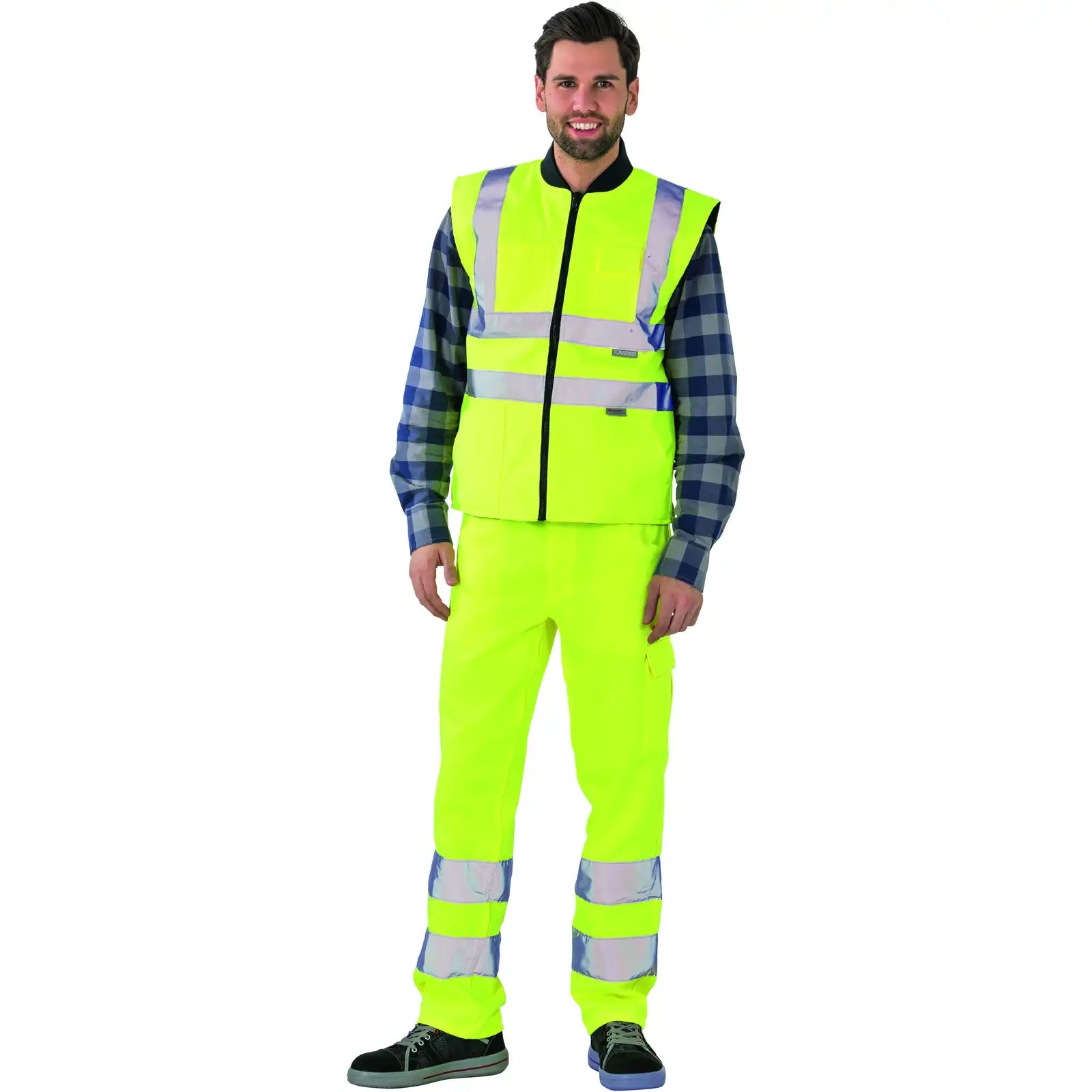 Planam Warnschutz Winterweste uni gelb S uni gelb - Produktbild mit Model