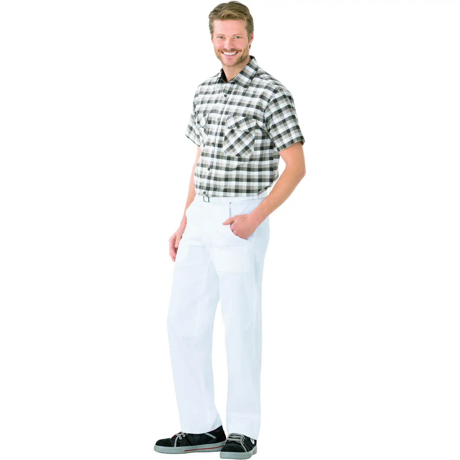 Planam BW 290 Bundhose reinweiß 102 reinweiß - Produktbild mit Model