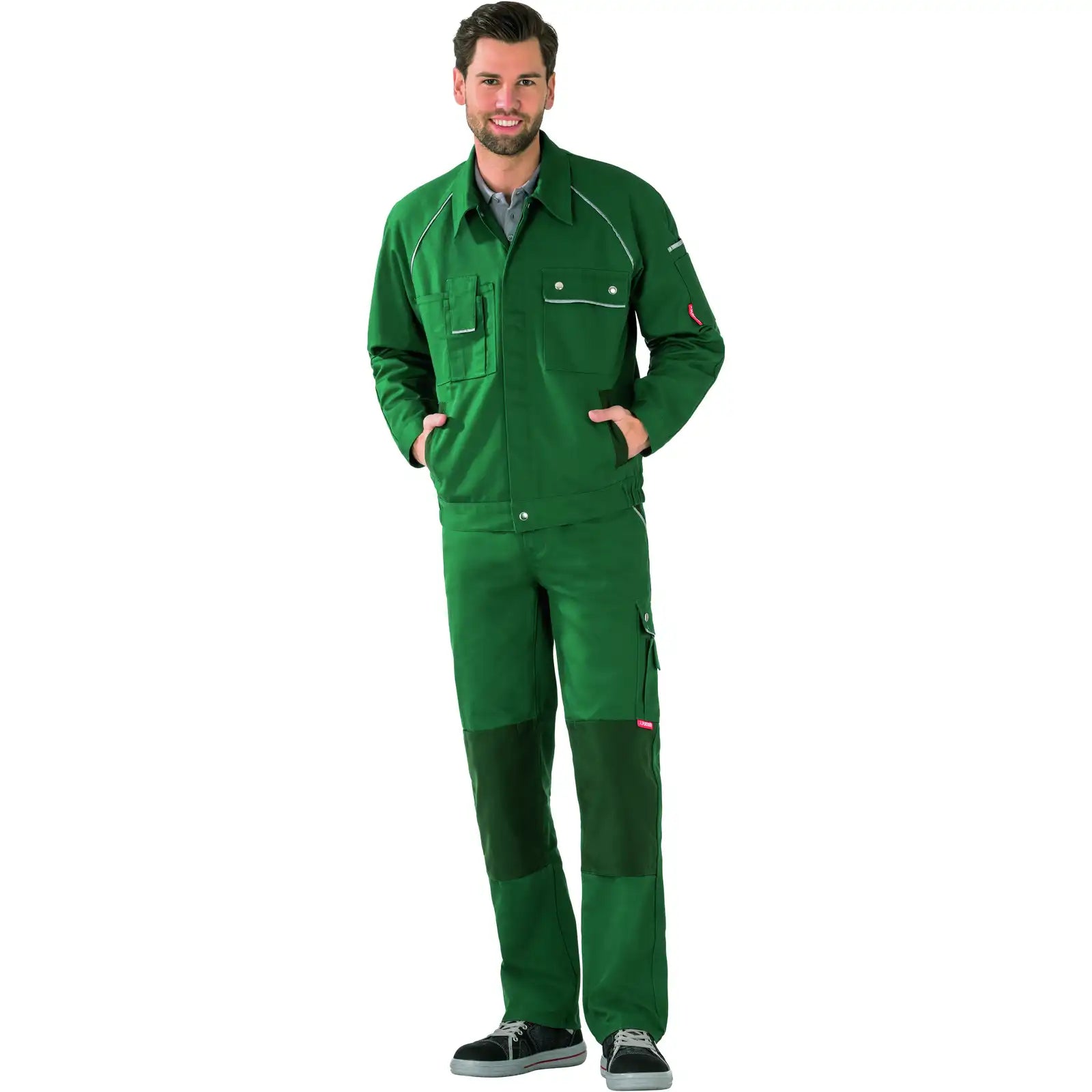 Planam Canvas 320 Bundjacke grün/grün 102 grün/grün - Produktbild mit Model