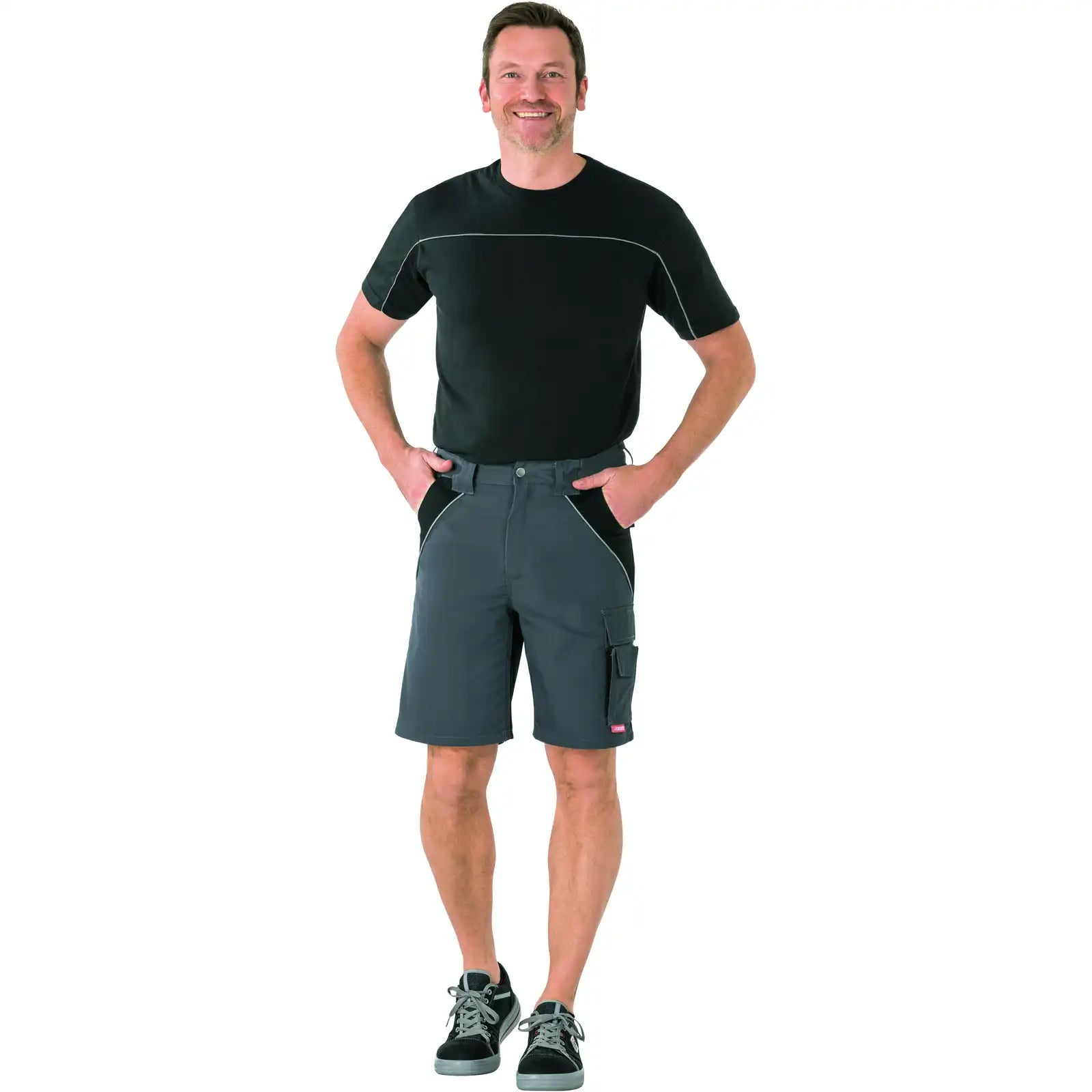 Planam Plaline Shorts schiefer/schwarz XS schiefer/schwarz - Produktbild mit Model