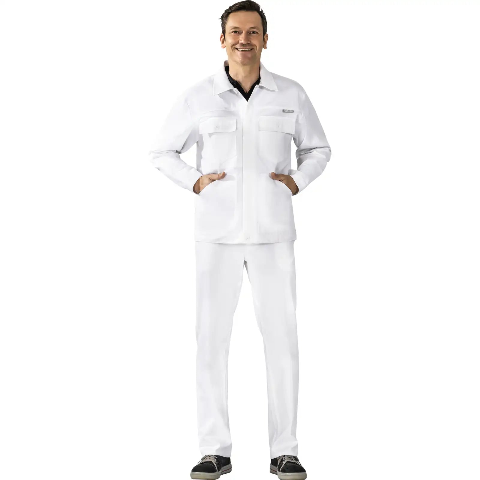 Planam BW 270 Bundjacke reinweiß 102 reinweiß - Produktbild mit Model