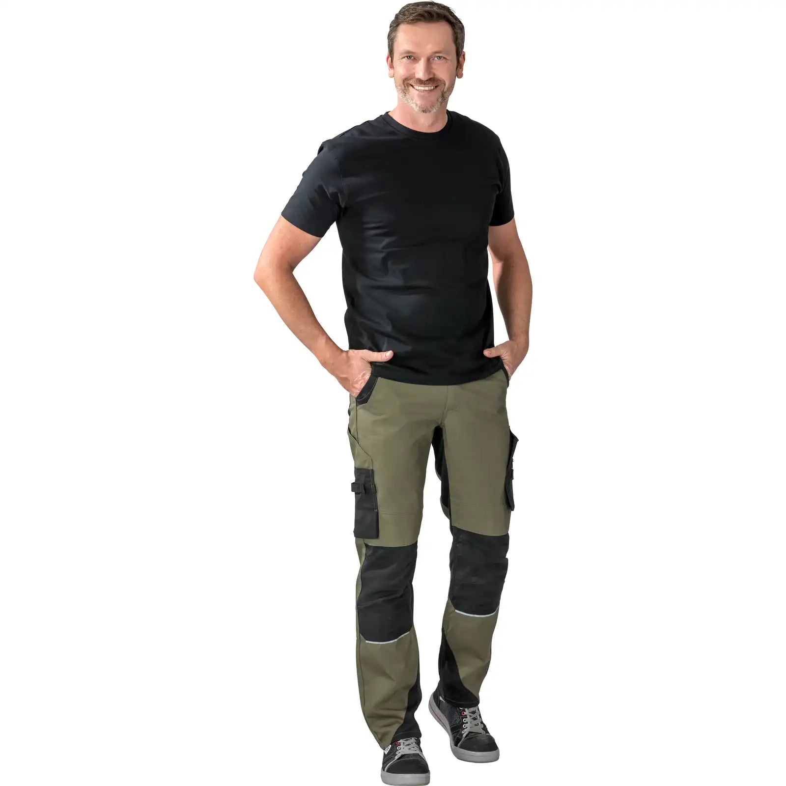 Planam Norit Herren Bundhose oliv/schwarz 102 oliv/schwarz - Produktbild mit Model