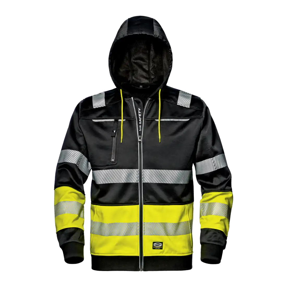 CONTRAST SWEATSHIRT - Hi-Vis Reflective Bands - Adjustable Hood - Zipped Front Fastening - Image 1