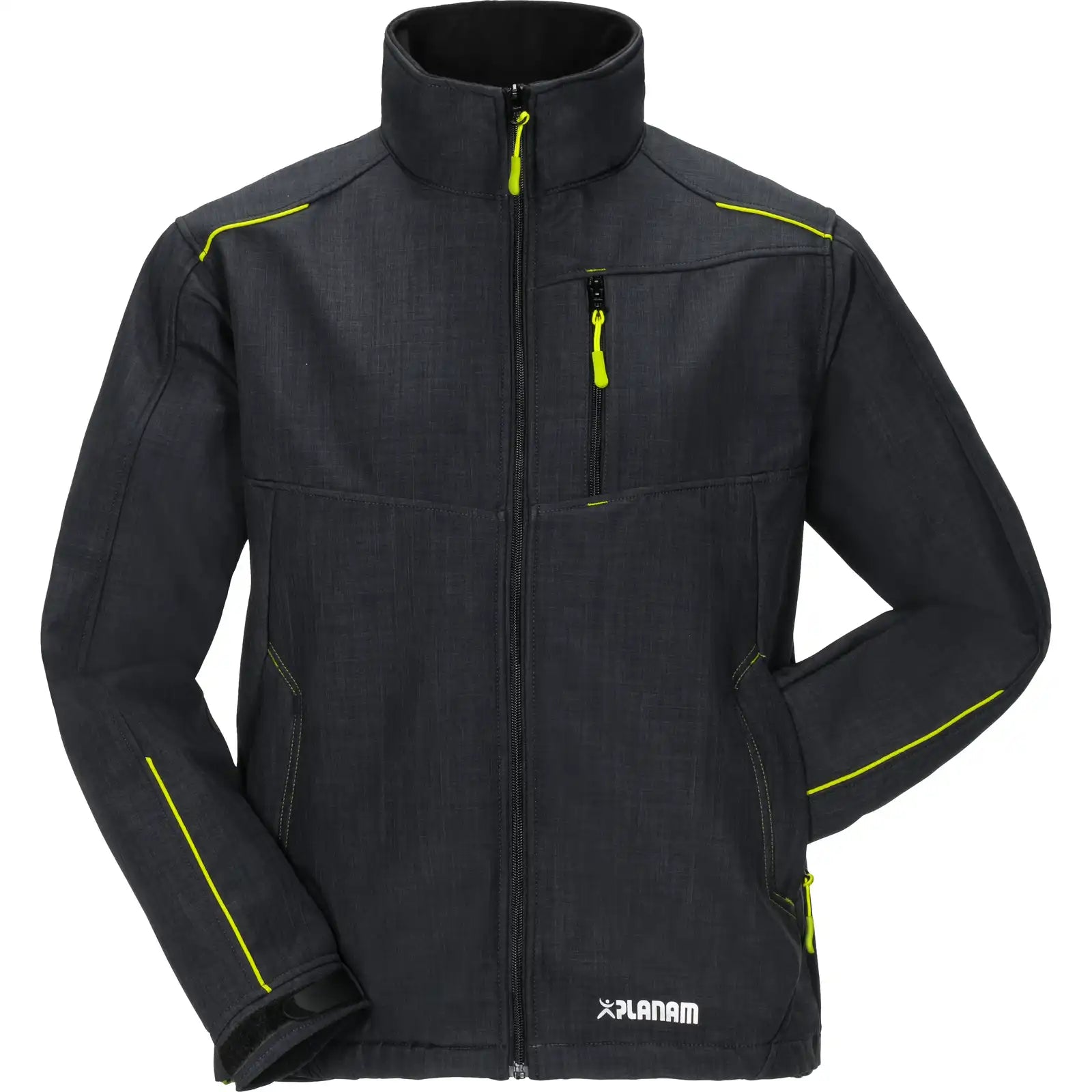Planam Outdoor Neon Softshelljacke grau/grün L grau/grün - Vorschaubild