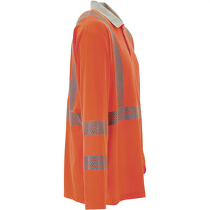 Planam Norit Warnschutz Poloshirt langarm orange/zink XS orange/zink - Produktbild ohne Model