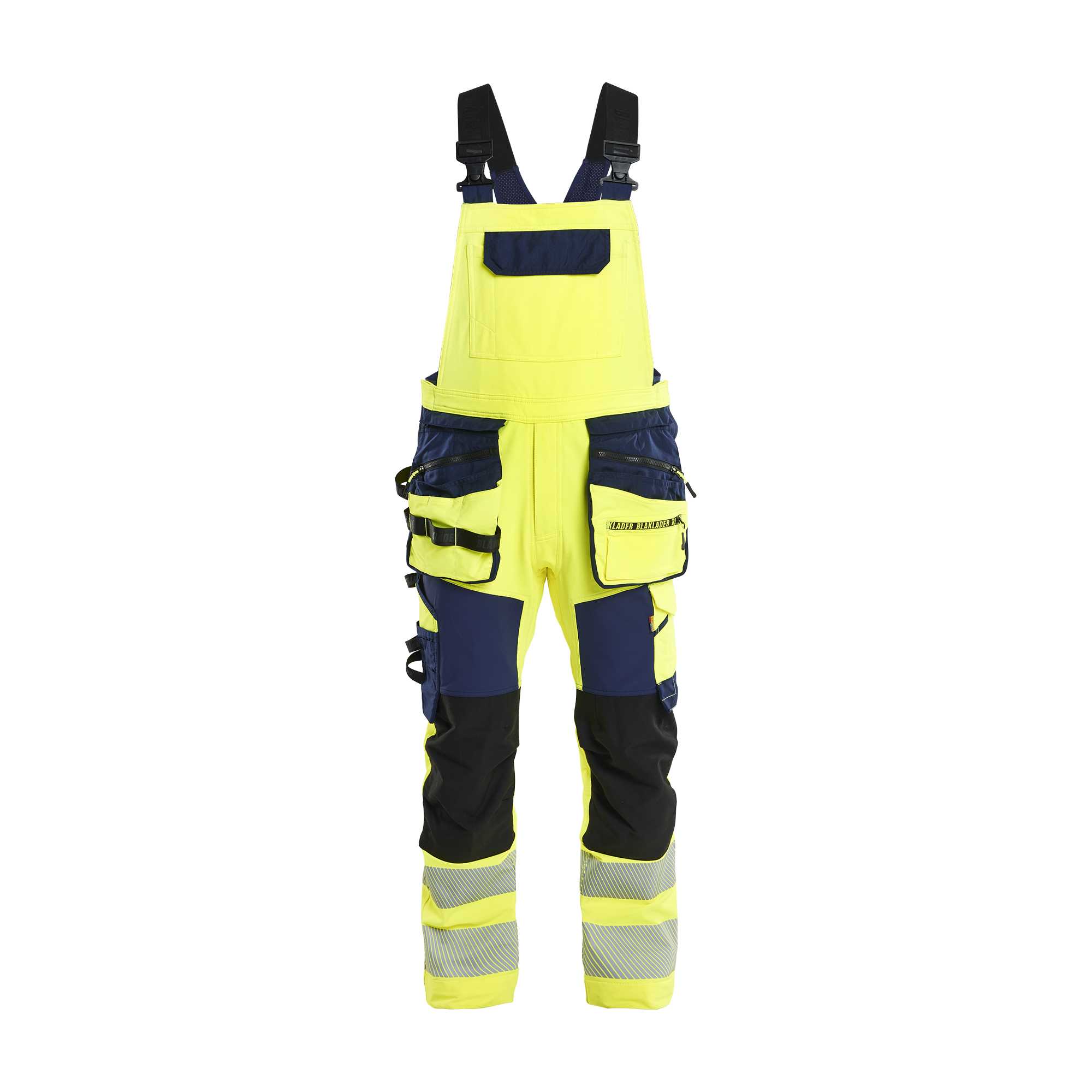 BLAKLADER 26261648 Hi Vis bib overalls 4 way stretch Hi Vis Reflective Work Bib Trousers Men - double weave