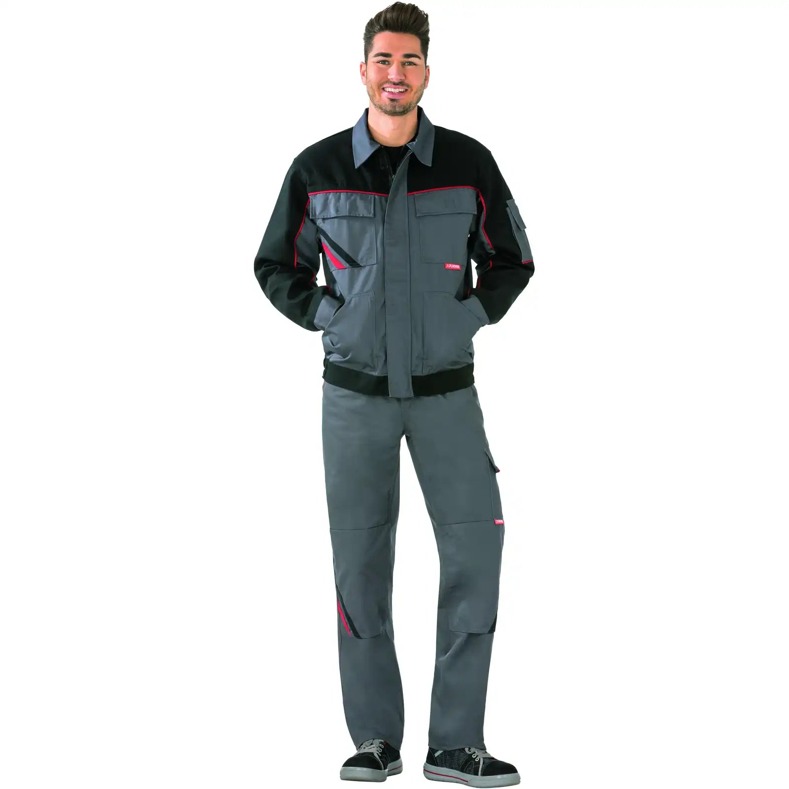 Planam Highline Bundjacke schiefer/schwarz/rot 102 schiefer/schwarz/rot - Produktbild mit Model