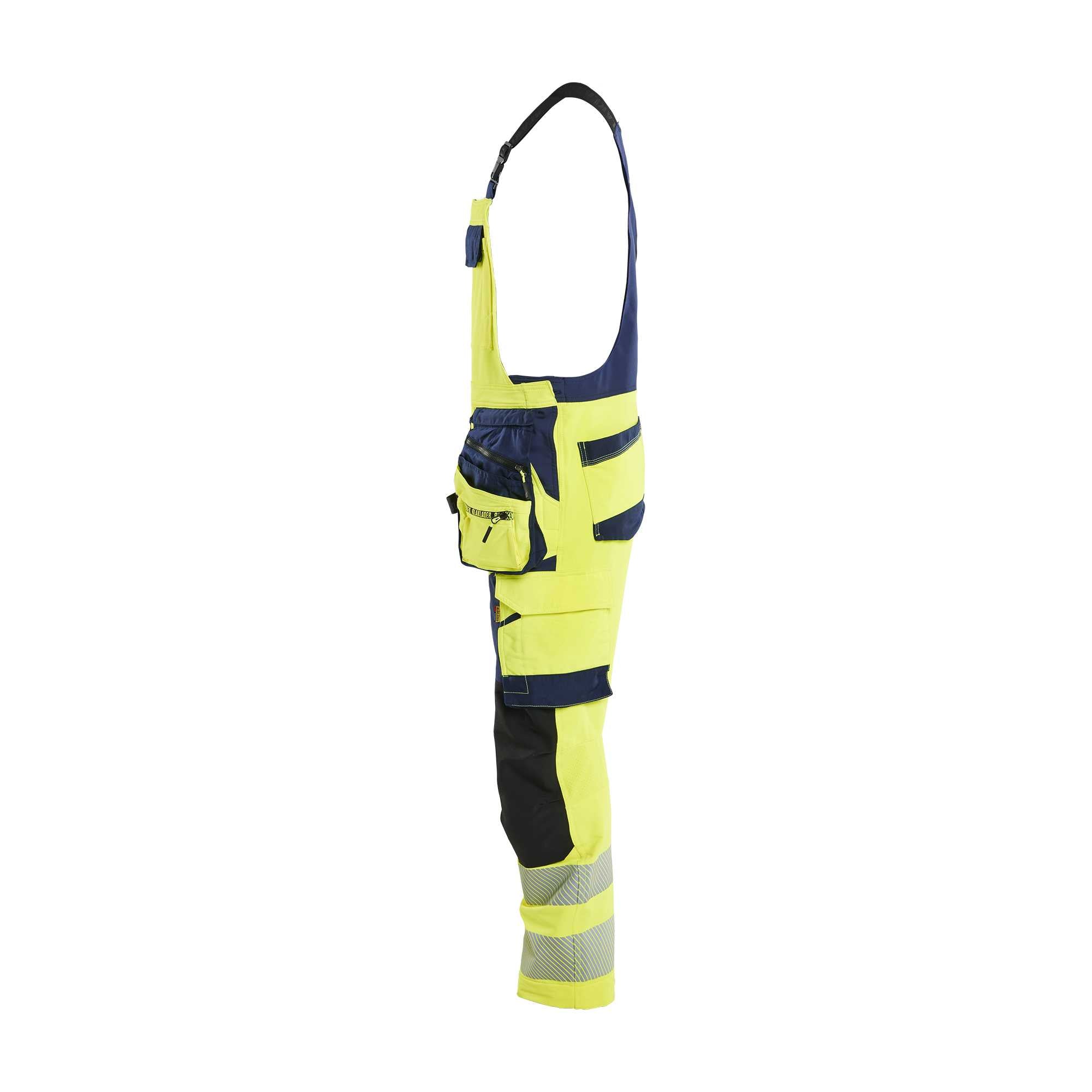BLAKLADER 26261648 Hi Vis bib overalls 4 way stretch Hi Vis Reflective Work Bib Trousers Men - double weave