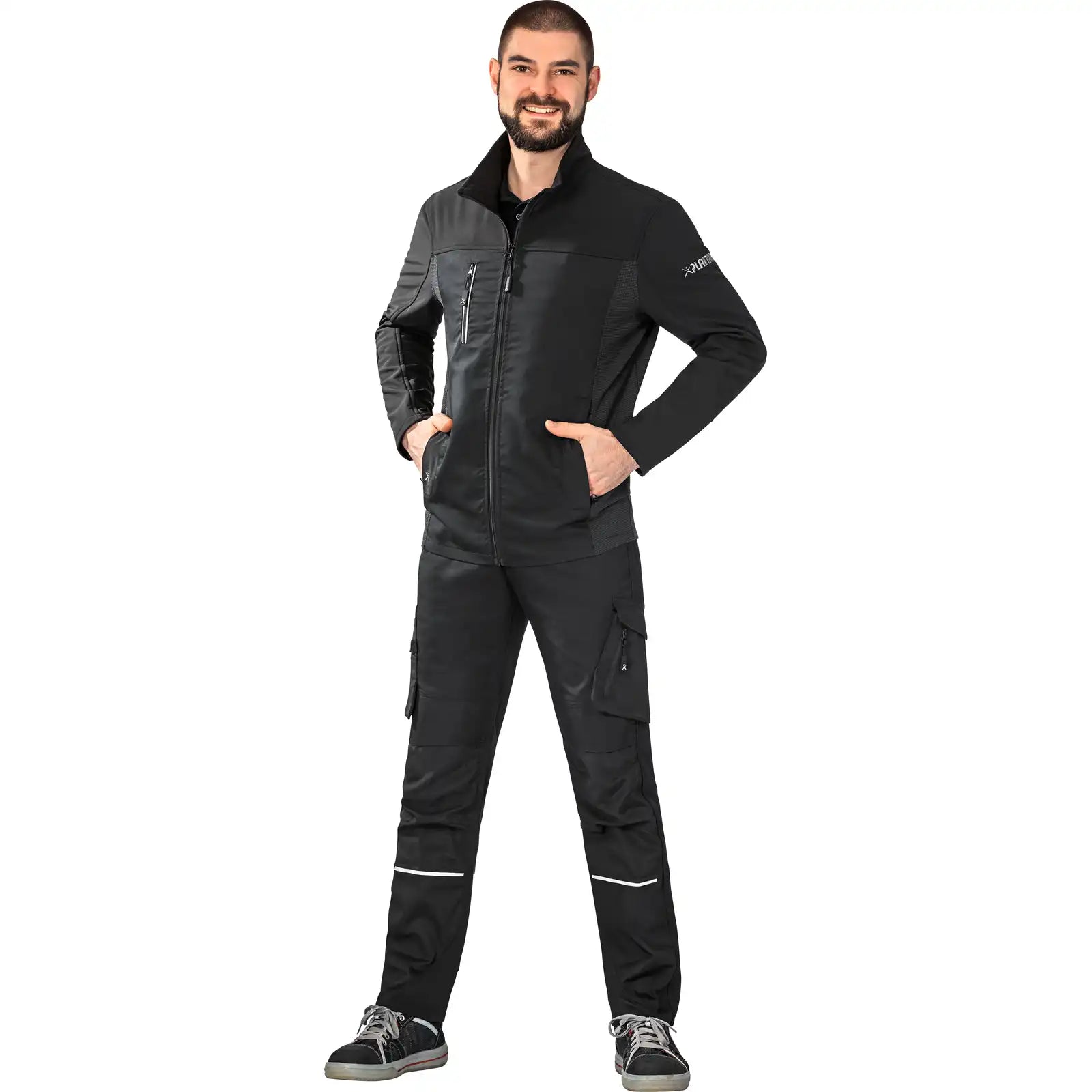 Planam Norit Herren Hybridjacke schwarz/schwarz 102 schwarz/schwarz - Produktbild mit Model