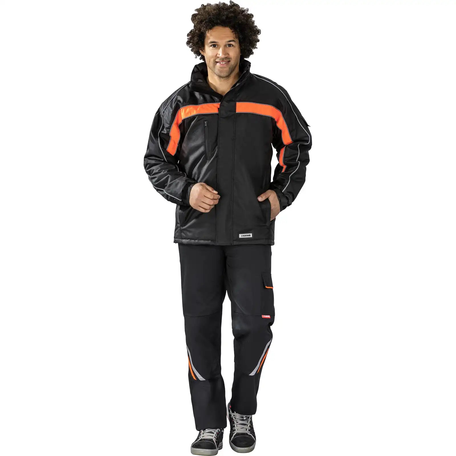Planam Outdoor Cosmic Jacke schwarz/orange L schwarz/orange - Produktbild mit Model