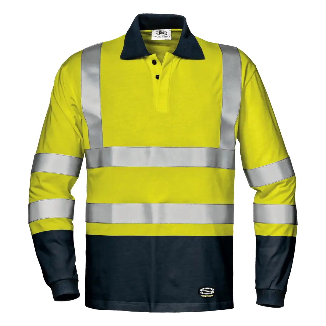 SIR SAFETY GOMEZ Hi Vis Reflective Long Sleeve Work Polo MEN - Antistatic Polyester