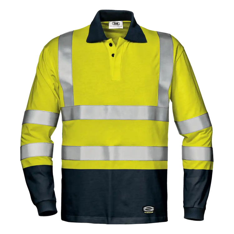 SIR SAFETY GOMEZ Hi Vis Reflective Long Sleeve Work Polo MEN - Antistatic Polyester