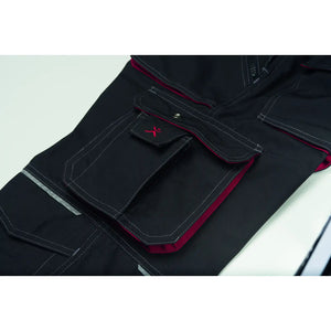 Planam Basalt Latzhose kornblumenblau/rot 102 kornblumenblau/rot - Extra Detailbild