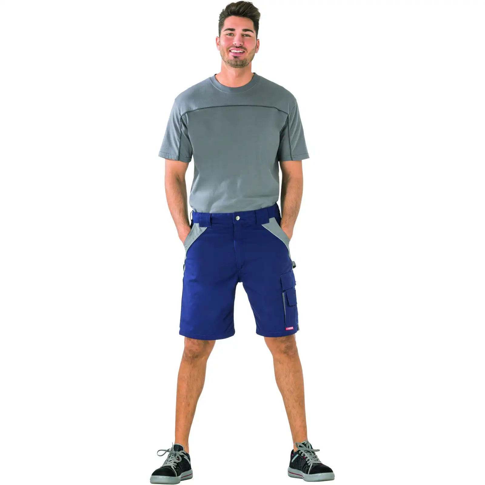 Planam Plaline Shorts marine/zink XS marine/zink - Produktbild mit Model