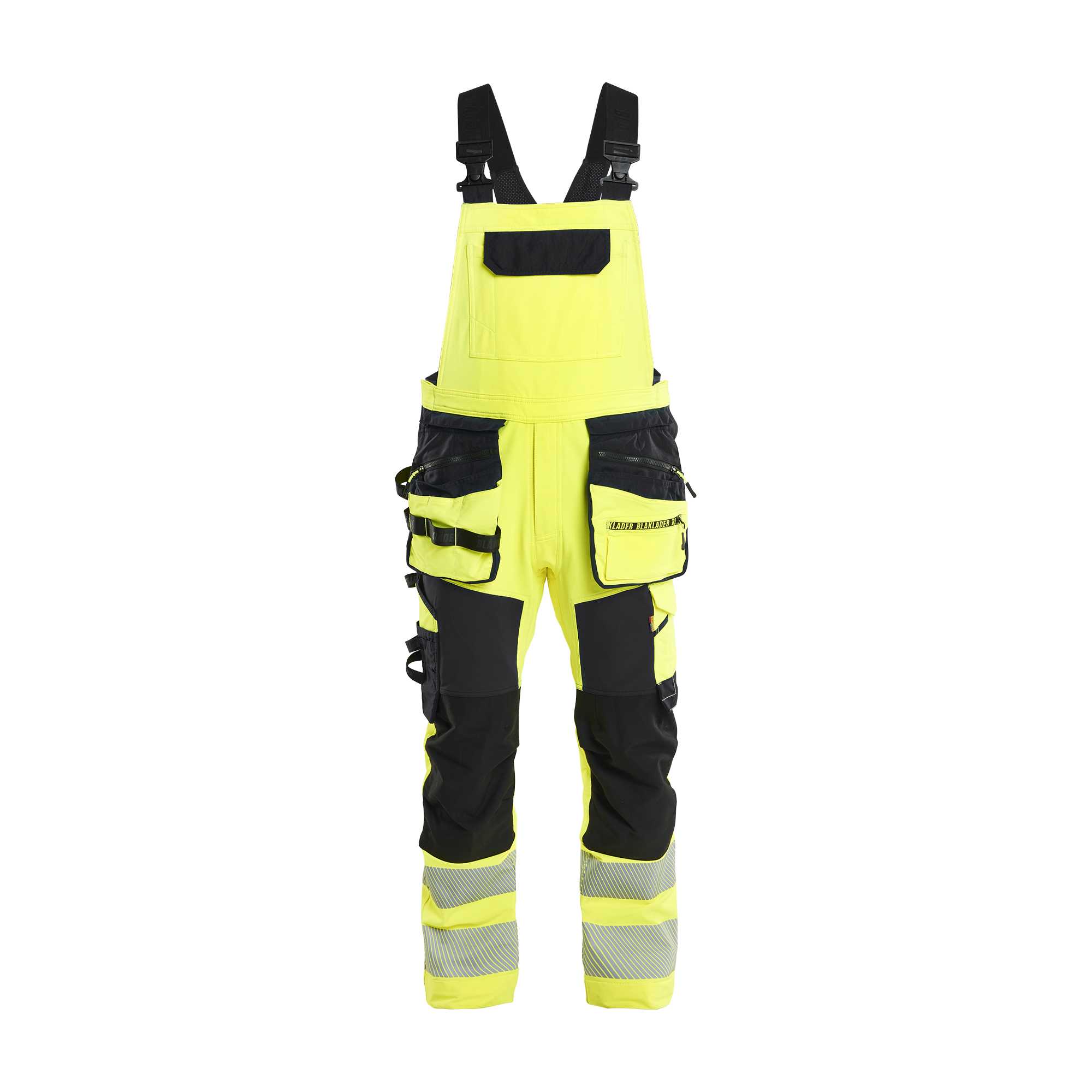 BLAKLADER 26261648 Hi Vis bib overalls 4 way stretch Hi Vis Reflective Work Bib Trousers Men - double weave