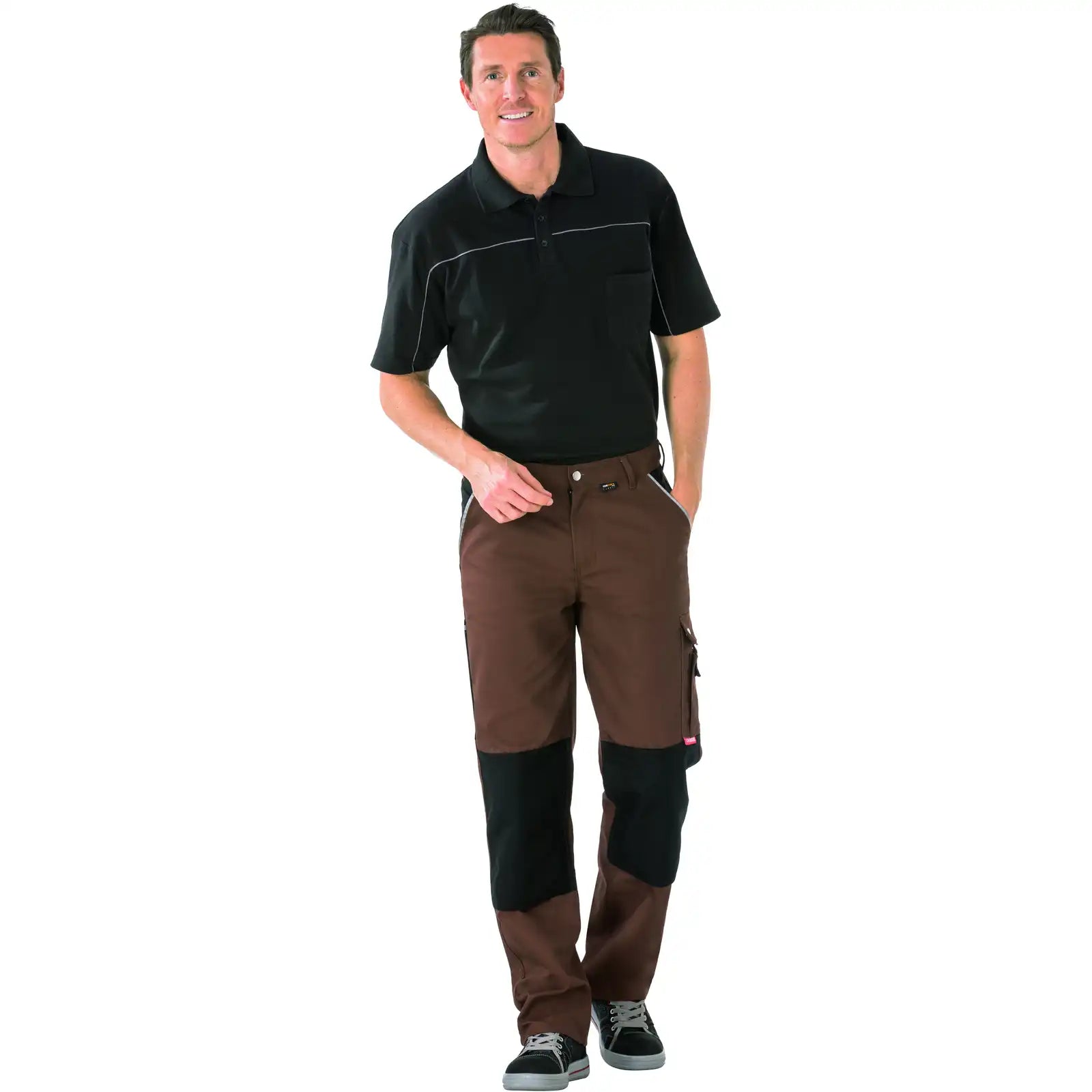 Planam Canvas 320 Bundhose braun/schwarz 102 braun/schwarz - Produktbild mit Model