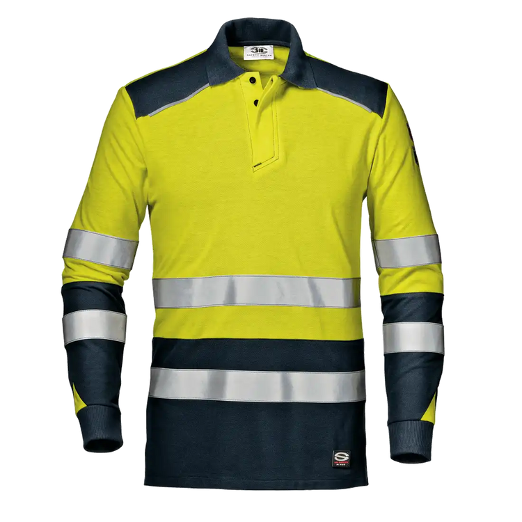 SIR SAFETY SULTAN polo Hi Vis Reflective Long Sleeve Work Polo MEN - Flame Resistant