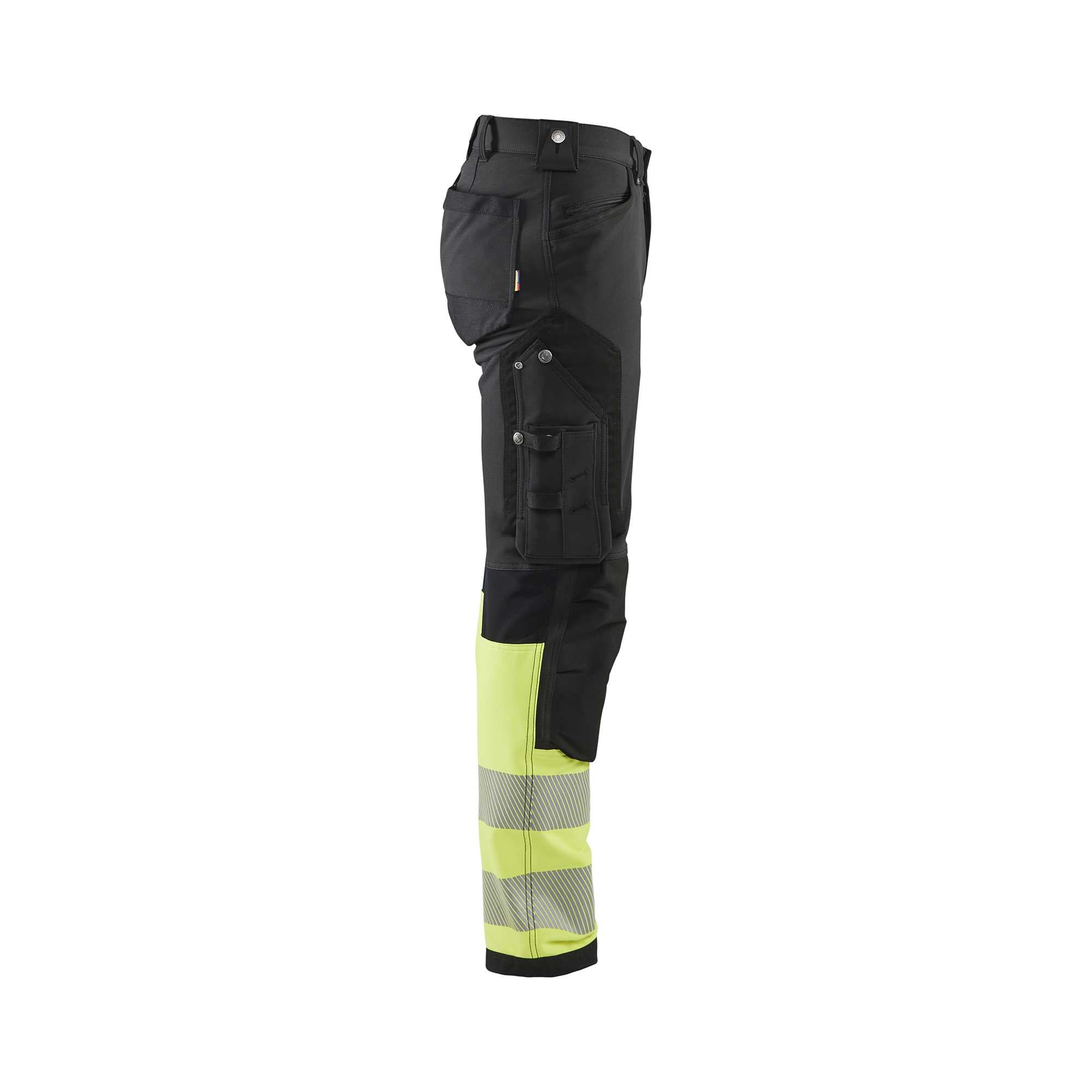 BLAKLADER 11931642 | Hi Vis 4 way stretch trousers Hi Vis Reflective Work Trousers Men - Water Repellent
