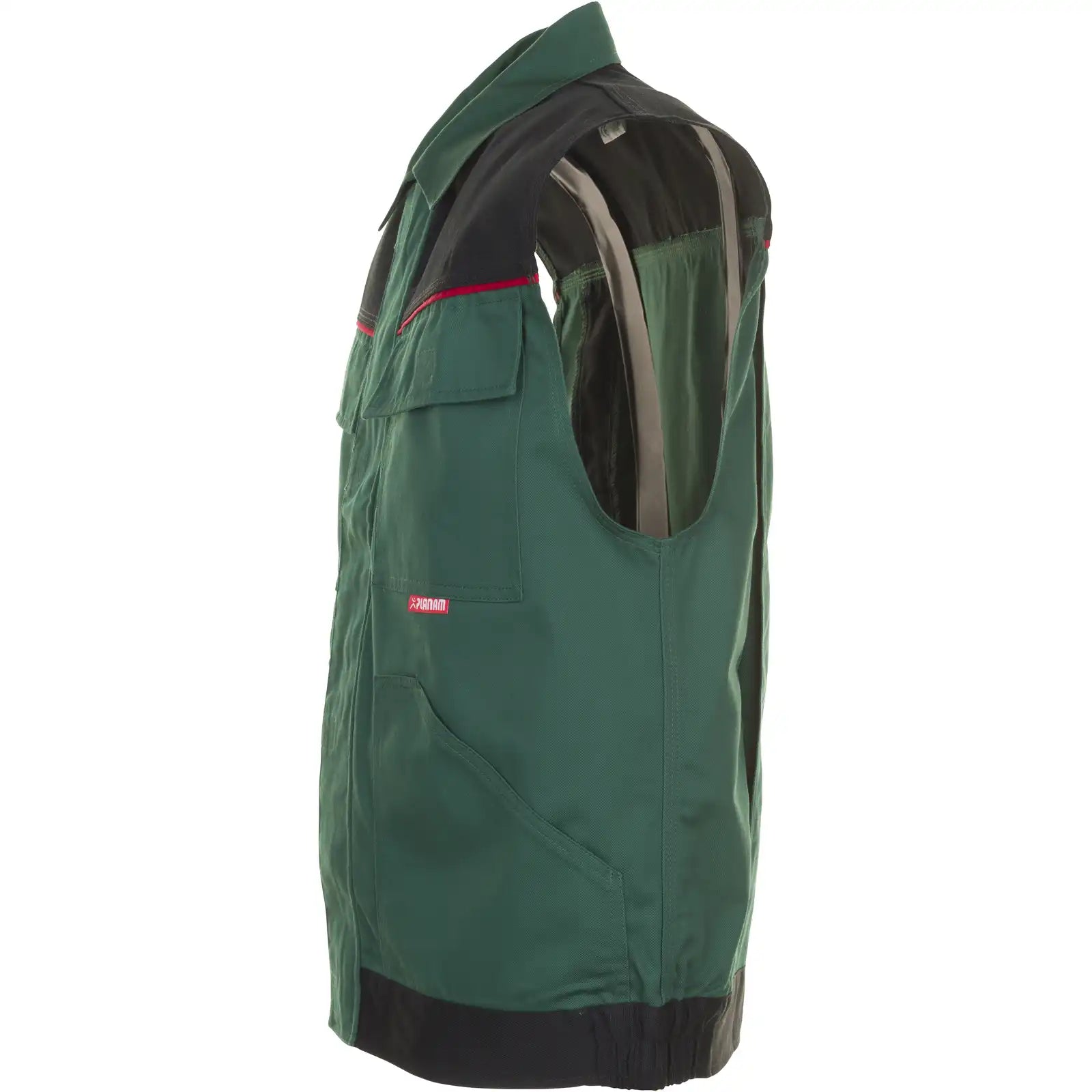 Planam Highline Arbeitsweste grün/schwarz/rot XS grün/schwarz/rot - Produktbild ohne Model