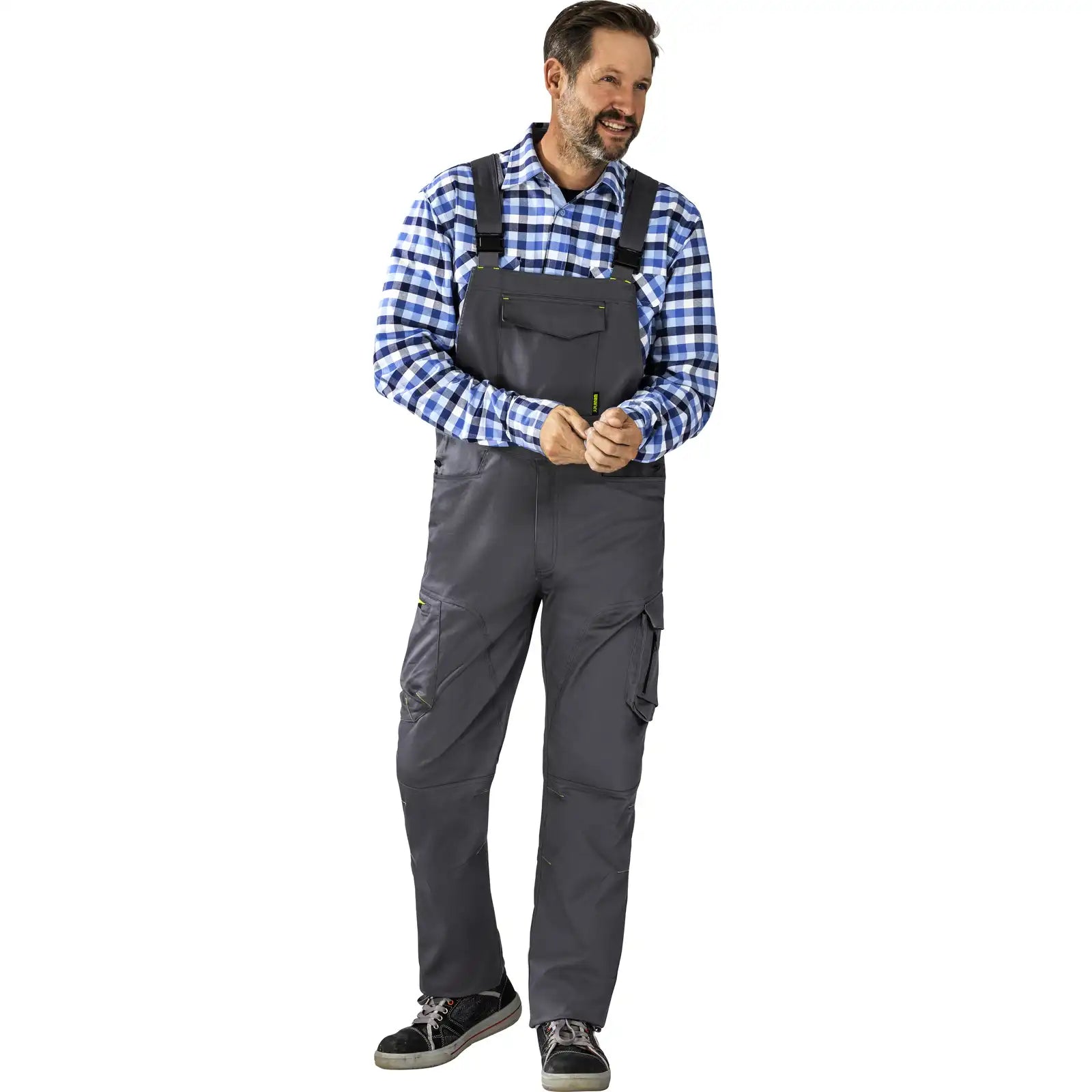 Planam PLANAM Stretchline Latzhose anthrazit 102 anthrazit - Produktbild mit Model