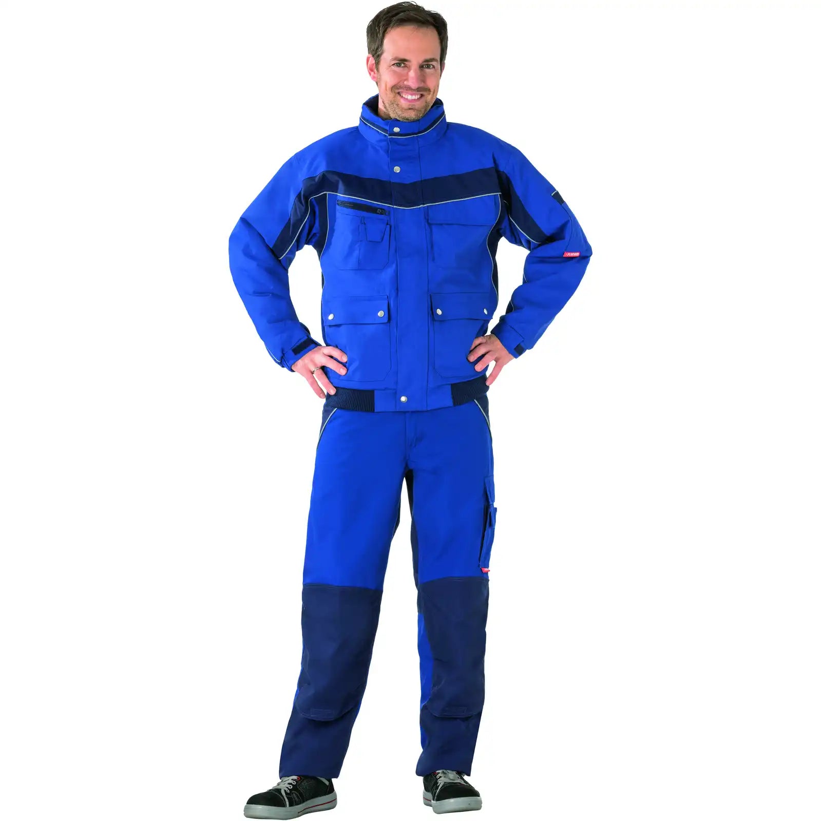 Planam Plaline Winterblouson kornblumenblau/marine XS kornblumenblau/marine - Produktbild mit Model