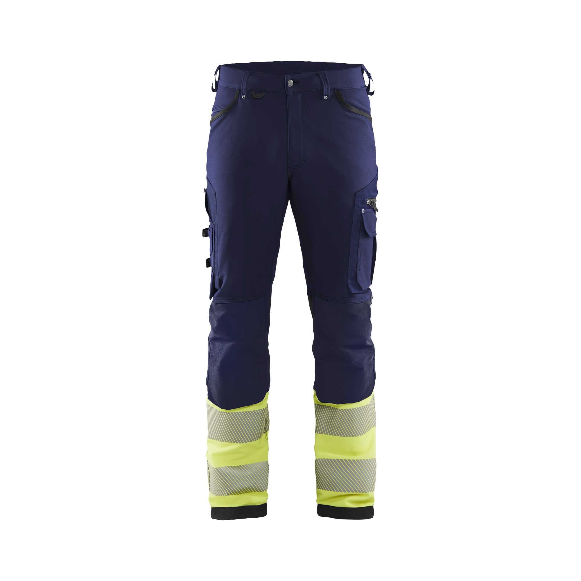 BLAKLADER 11931642 | Hi Vis 4 way stretch trousers Hi Vis Reflective Work Trousers Men - Water Repellent