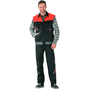 Planam Visline Weste schwarz/orange/zink XS schwarz/orange/zink - Produktbild mit Model