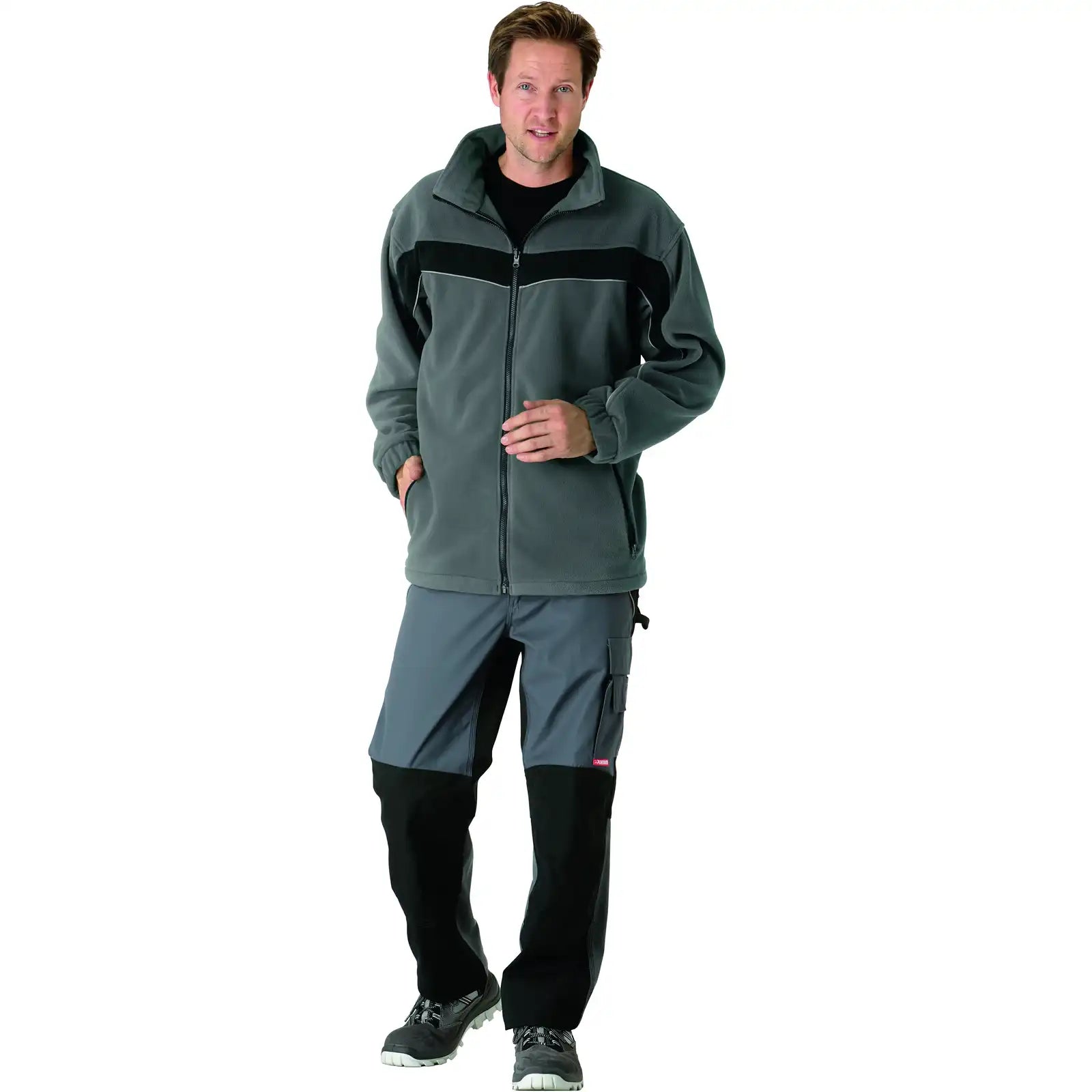 Planam Plaline Fleecejacke schiefer/schwarz XS schiefer/schwarz - Produktbild mit Model