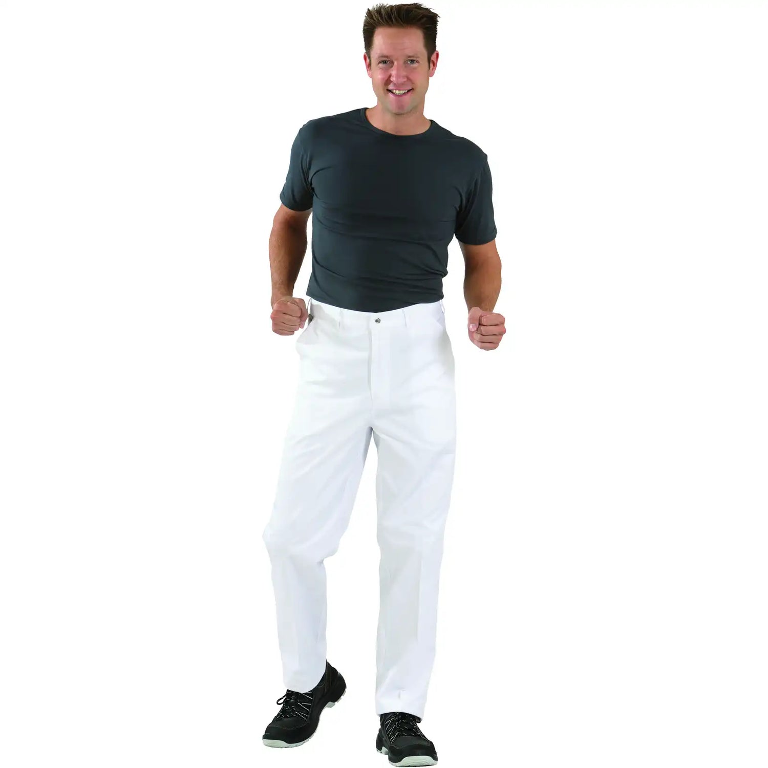 Planam MG 260 Bundhose weiß 102 reinweiß - Produktbild mit Model
