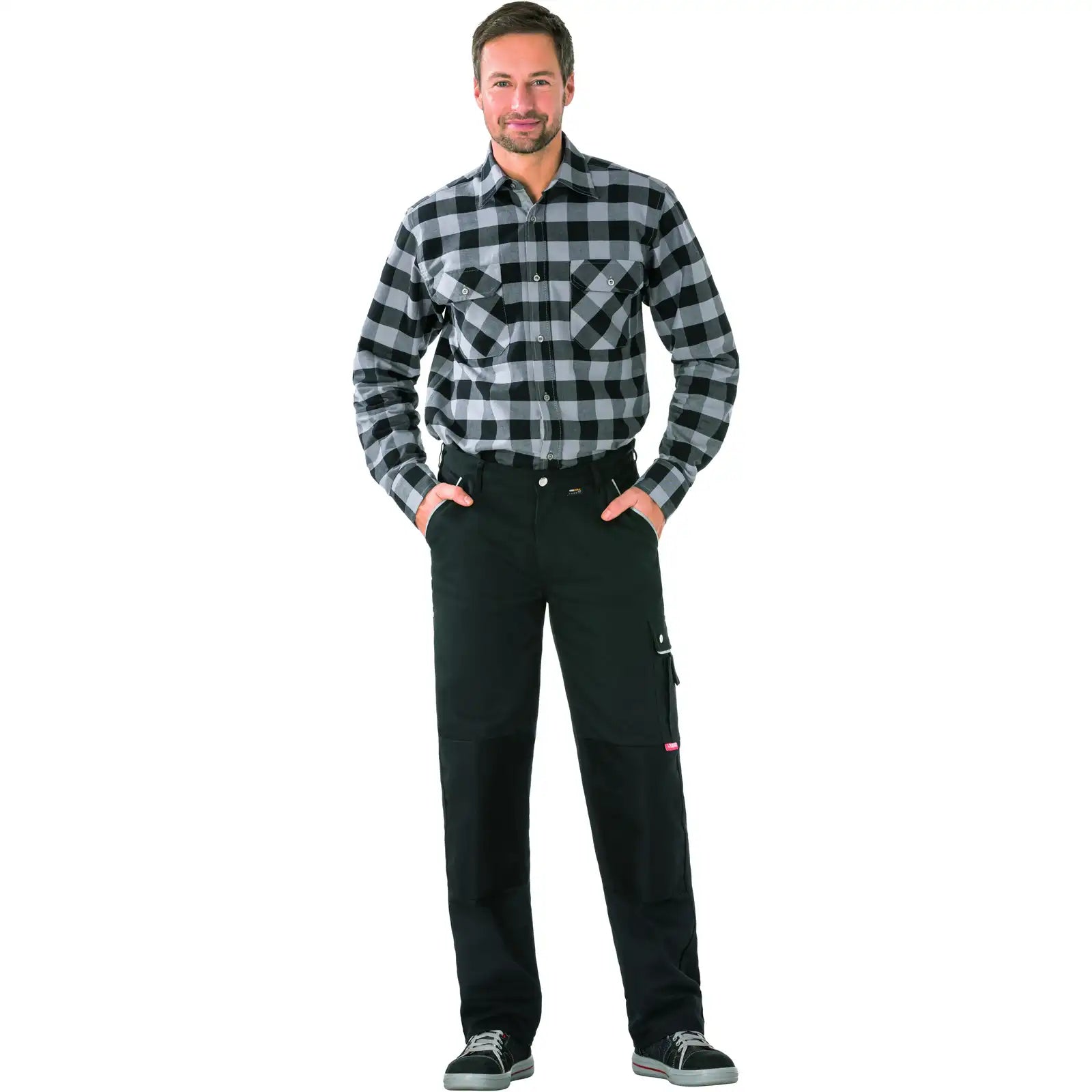 Planam Canvas 320 Bundhose schwarz/schwarz 102 schwarz/schwarz - Produktbild mit Model
