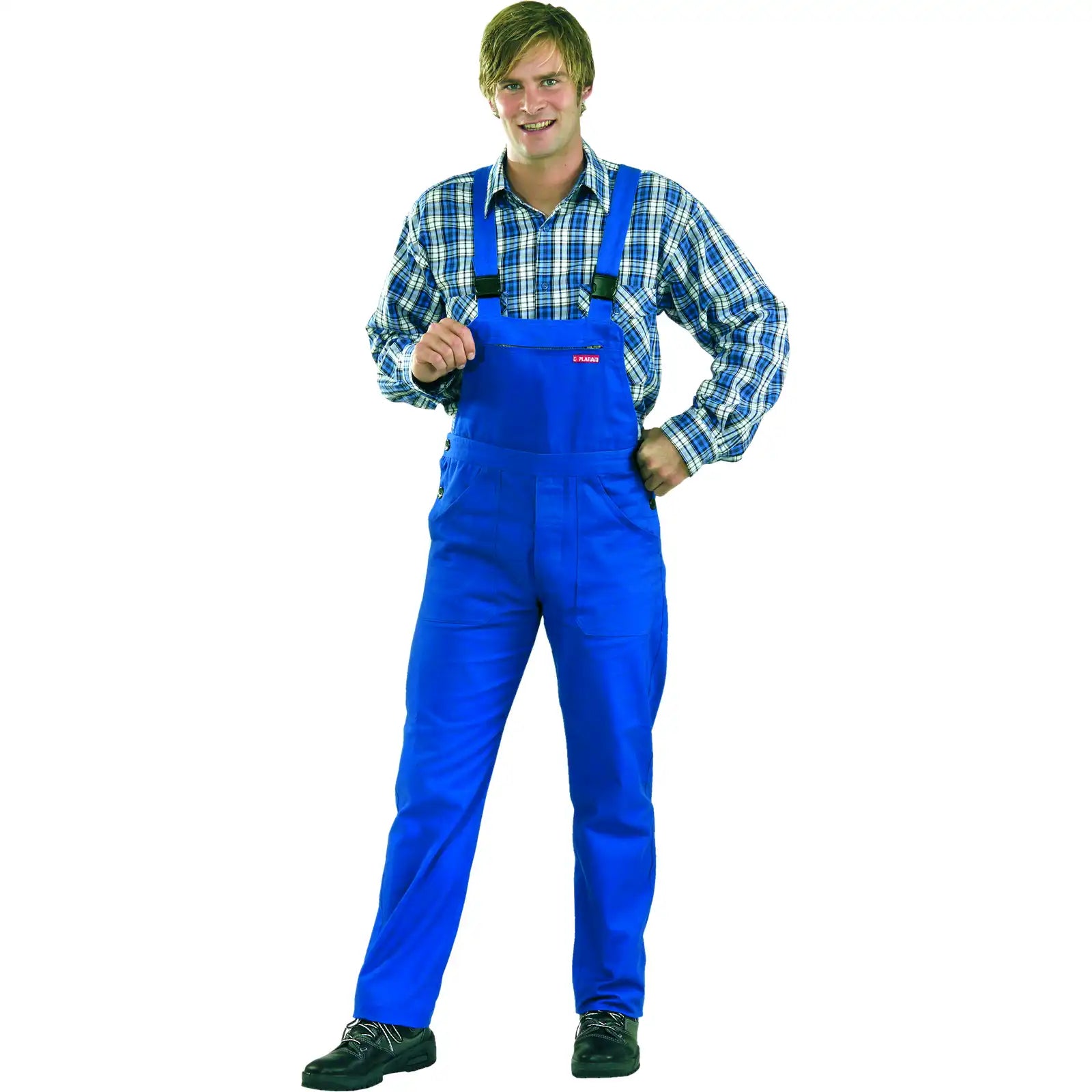 Planam BW 270 Latzhose kornblumenblau 102 kornblumenblau - Produktbild mit Model