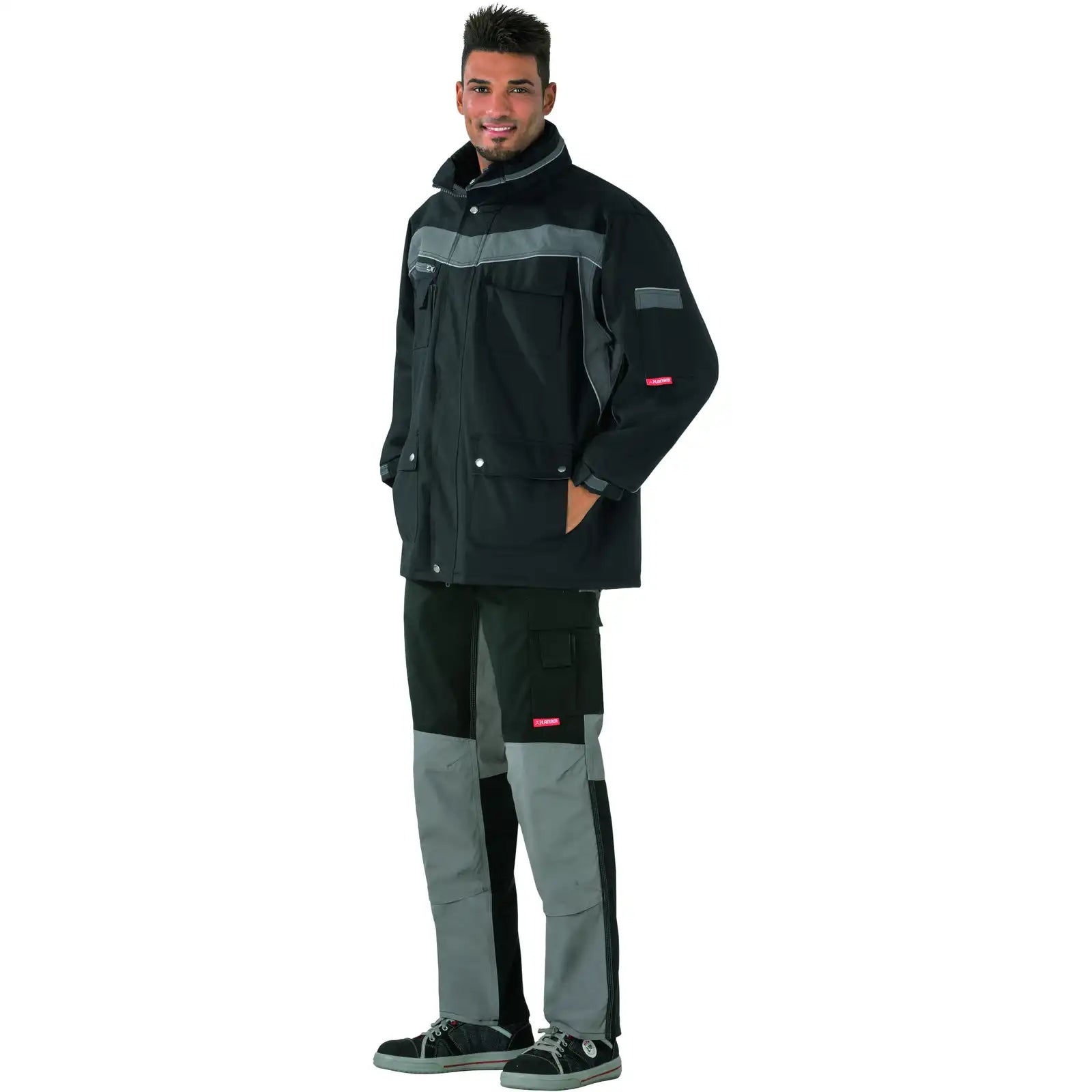 Planam Plaline Allwetterjacke schwarz/zink XS schwarz/zink - Produktbild mit Model