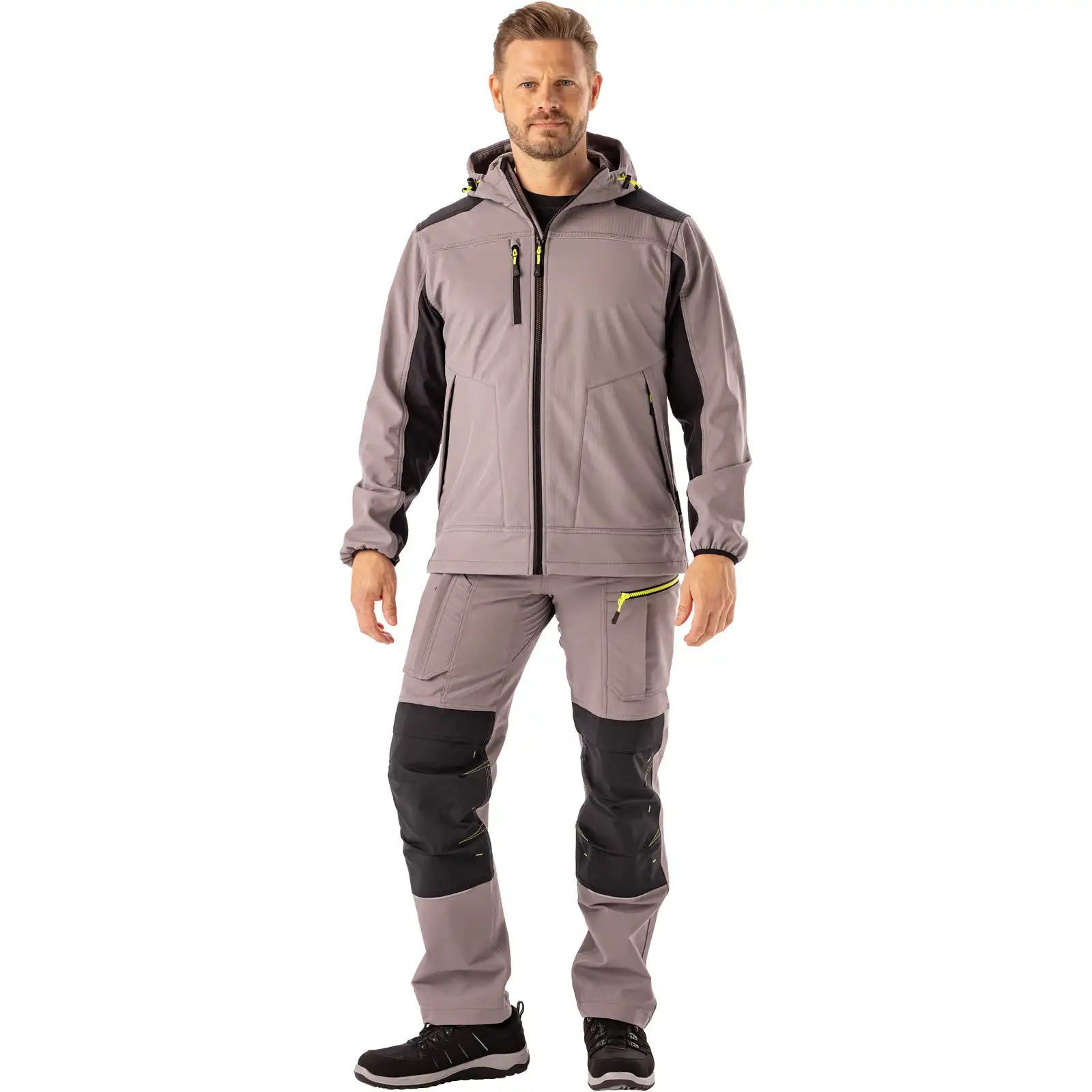 Planam rECOline Softshelljacke zink/schwarz     XS zink/schwarz - Produktbild mit Model