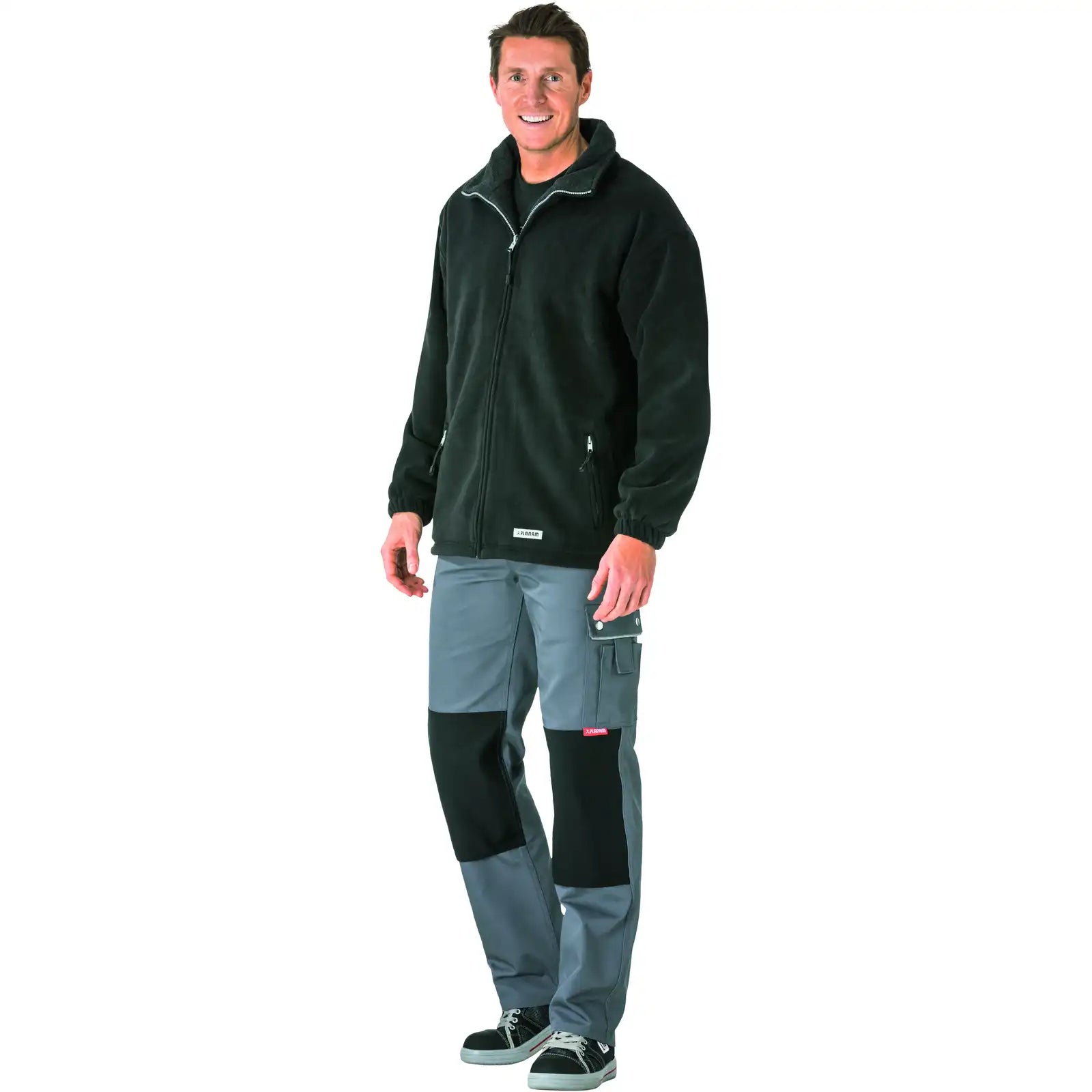 Planam Outdoor Stream Fleecejacke schwarz/anthrazit L schwarz/anthrazit - Produktbild mit Model