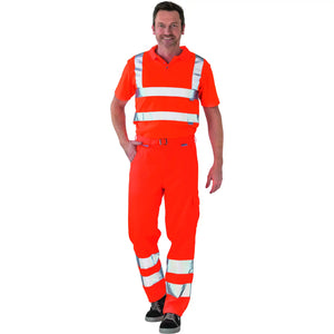 Planam Warnschutz Bundhose uni orange 102 uni orange - Produktbild mit Model
