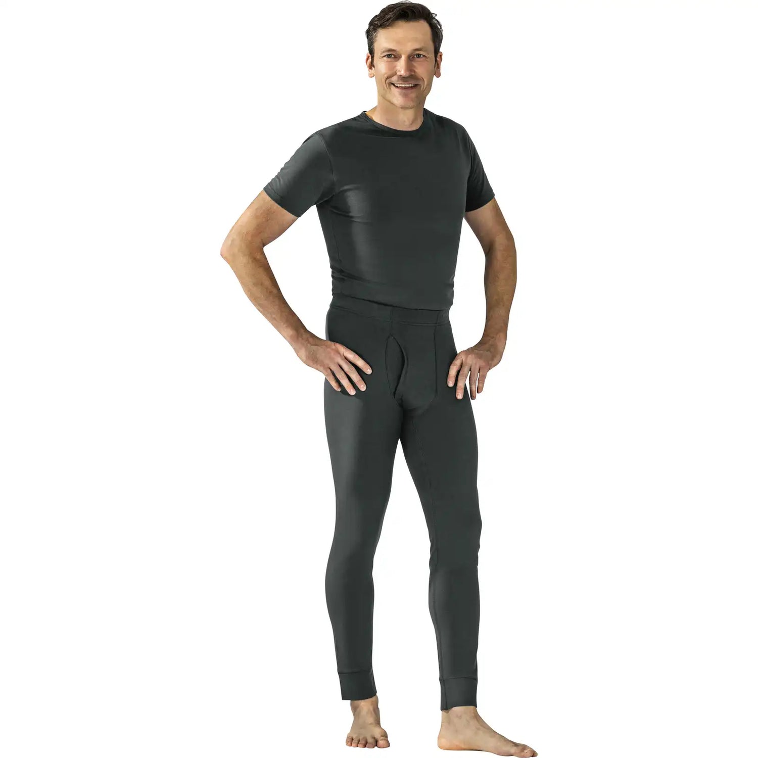 Planam Funktionsunterwäsche Hose lang 190 g/m² grau S grau - Produktbild mit Model