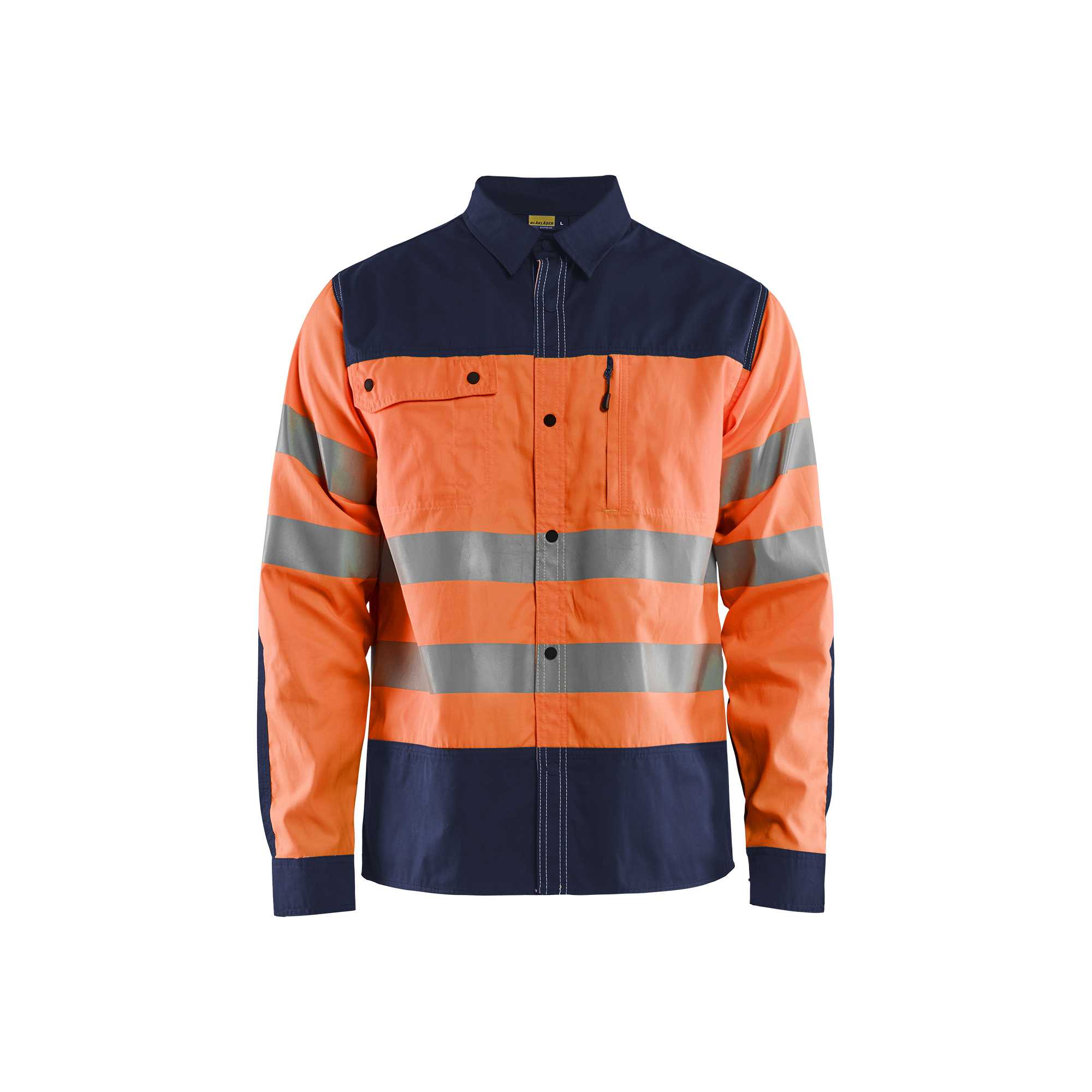 BLAKLADER 32551817 Hi Vis Shirt Hi Vis Reflective Long Sleeve Work Shirt MEN - 50% Cotton 50% Polyester