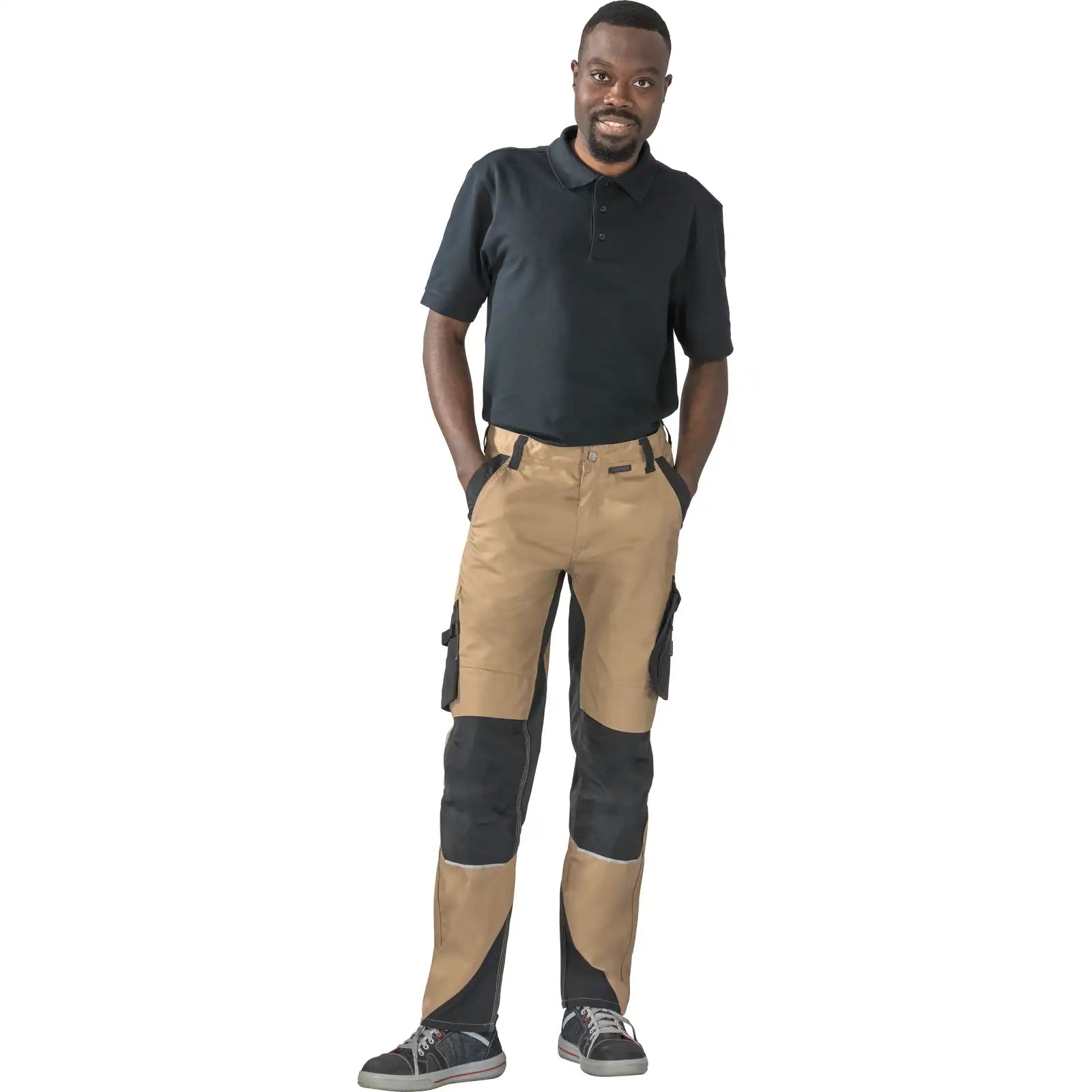 Planam Norit Herren Bundhose sand/schwarz 102 sand/schwarz - Produktbild mit Model