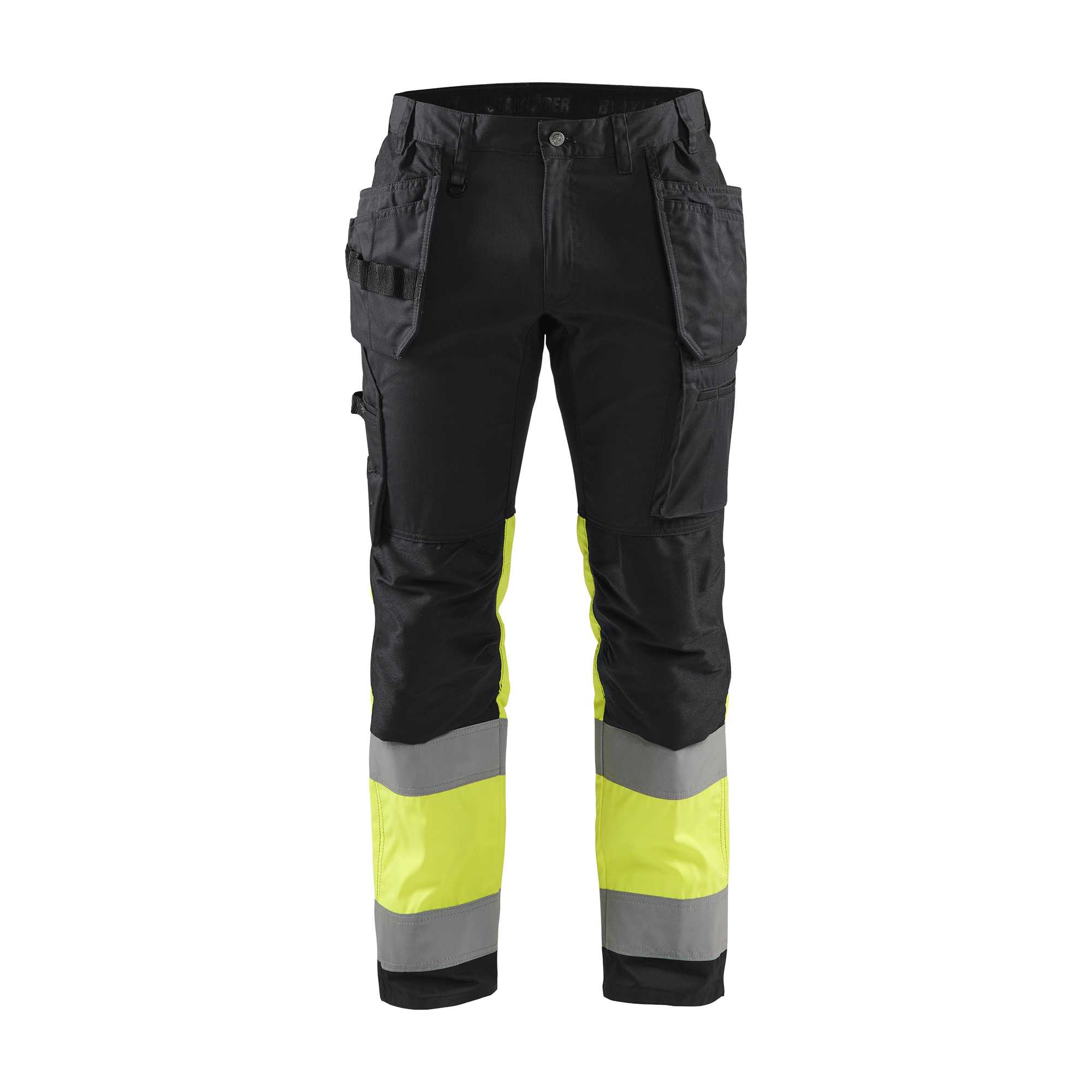 BLAKLADER 15581811 | Warnschutz-Hose mit Stretch, Warnschutz-Reflex-Arbeitshose Herren – Stretchgewebe
