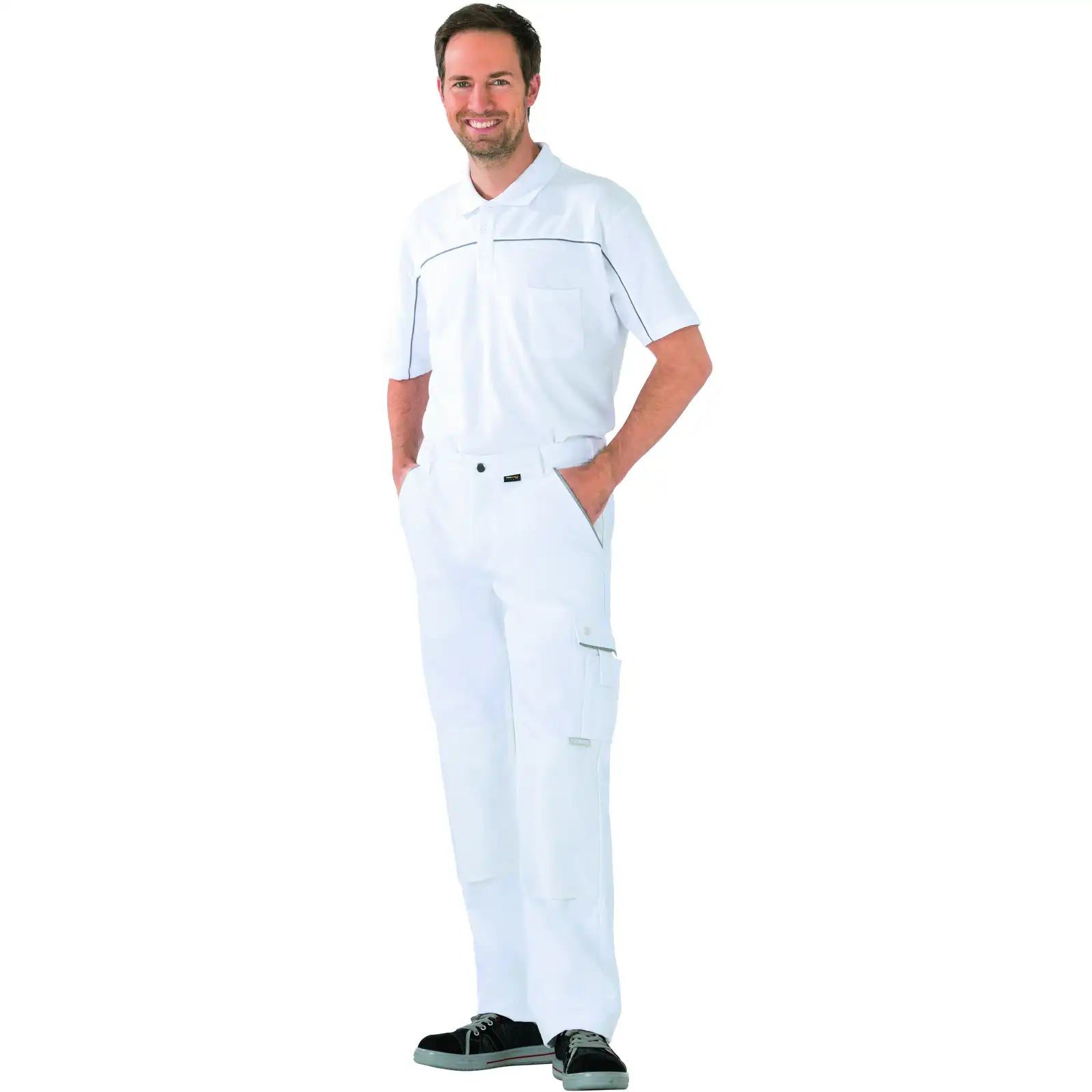 Planam Canvas 320 Bundhose reinweiß/reinweiß 102 reinweiß/reinweiß - Produktbild mit Model