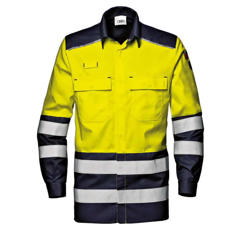 SIR SAFETY SUPERTECH Warnschutz Reflektierendes Langarm-Arbeitshemd HERREN - Modacryl-Mischung