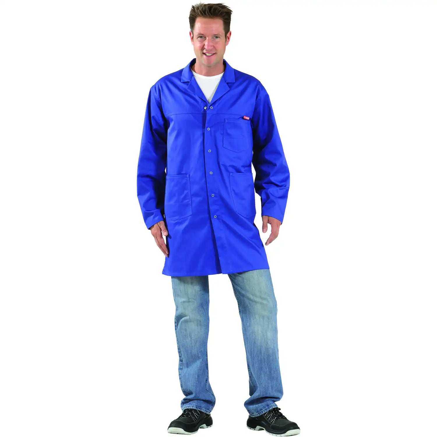 Planam MG 260 Berufsmantel kornblumenblau 102 kornblumenblau - Produktbild mit Model