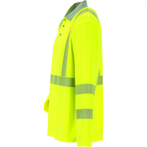 Planam Norit Warnschutz Poloshirt langarm gelb/zink XS gelb/zink - Produktbild ohne Model