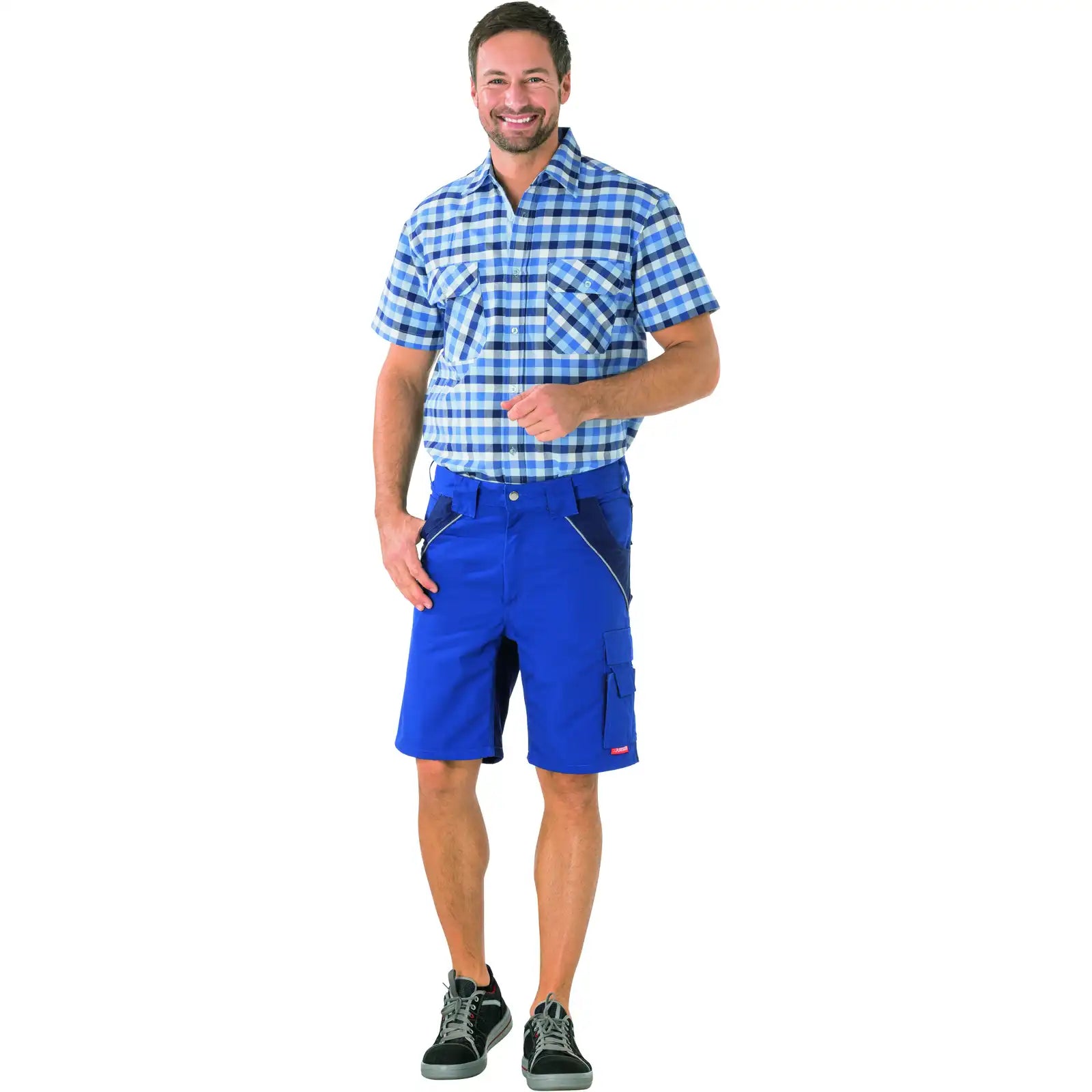 Planam Plaline Shorts kornblumenblau/marine XS kornblumenblau/marine - Produktbild mit Model